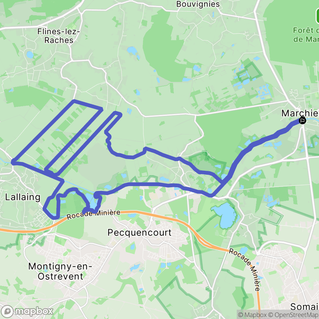 Marchiennes : carte du parcours de randonnée - France