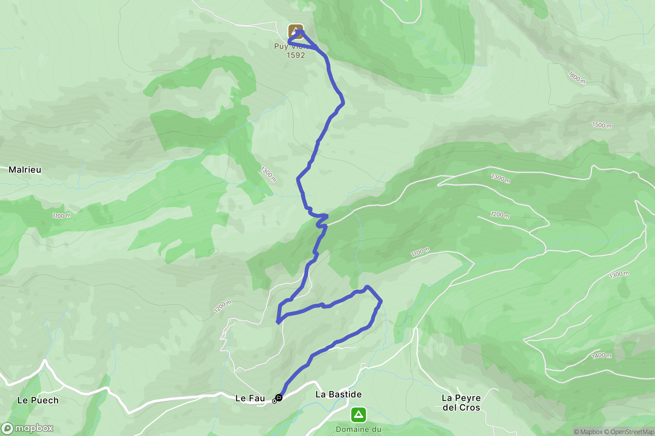 Le Fau : carte du parcours de randonnée - France