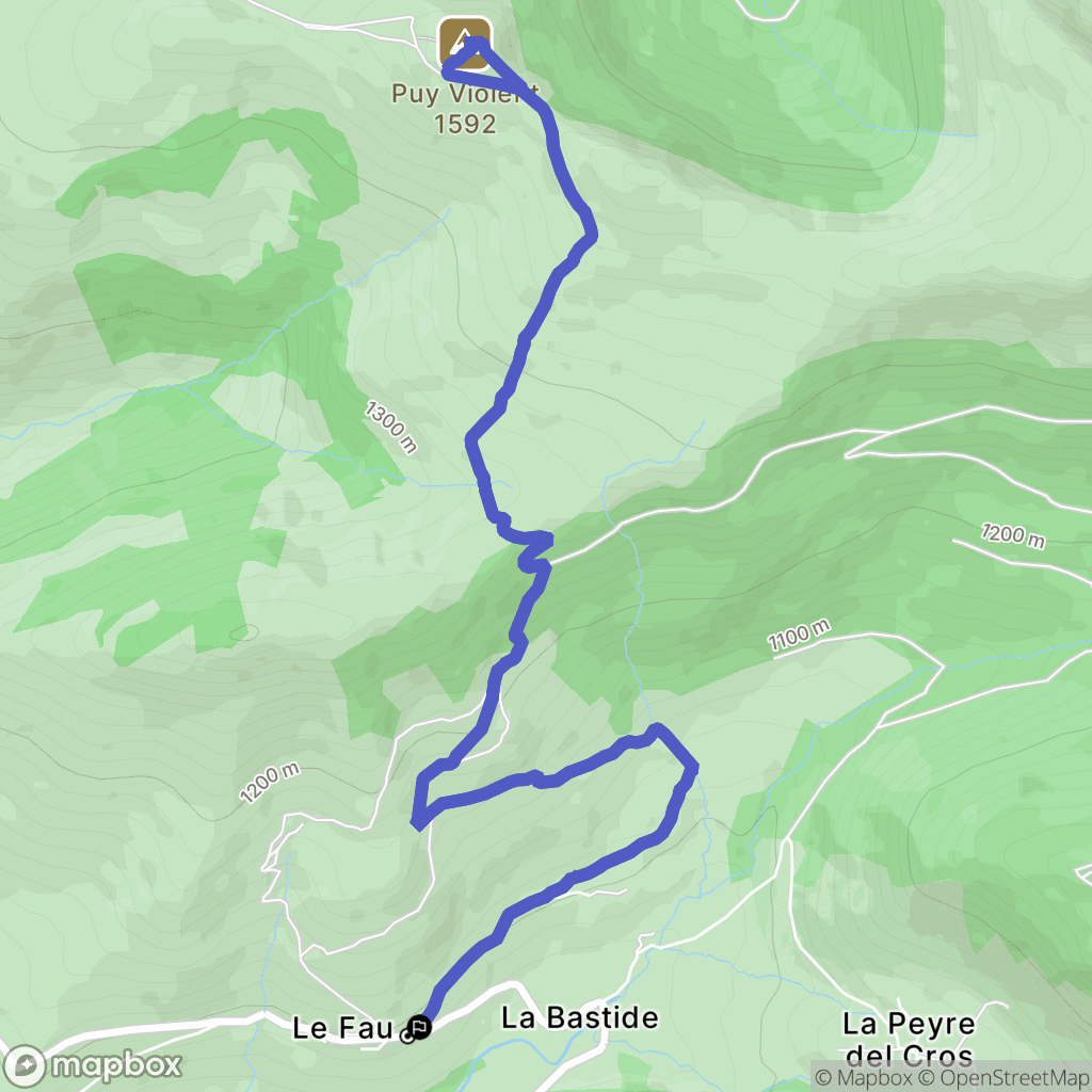 Le Fau : carte du parcours de randonnée - France