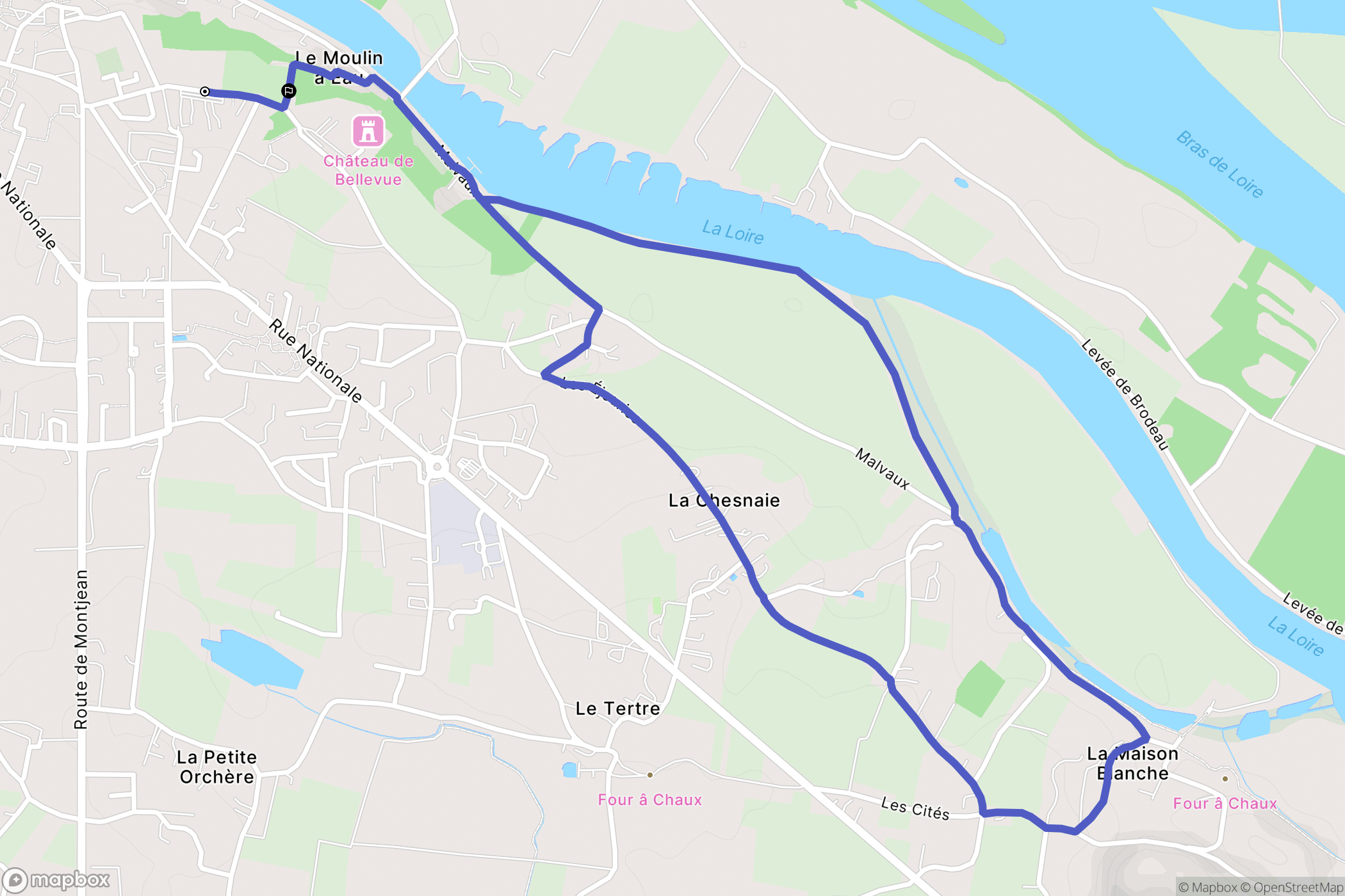 Mauges-sur-Loire : carte du parcours de randonnée - France