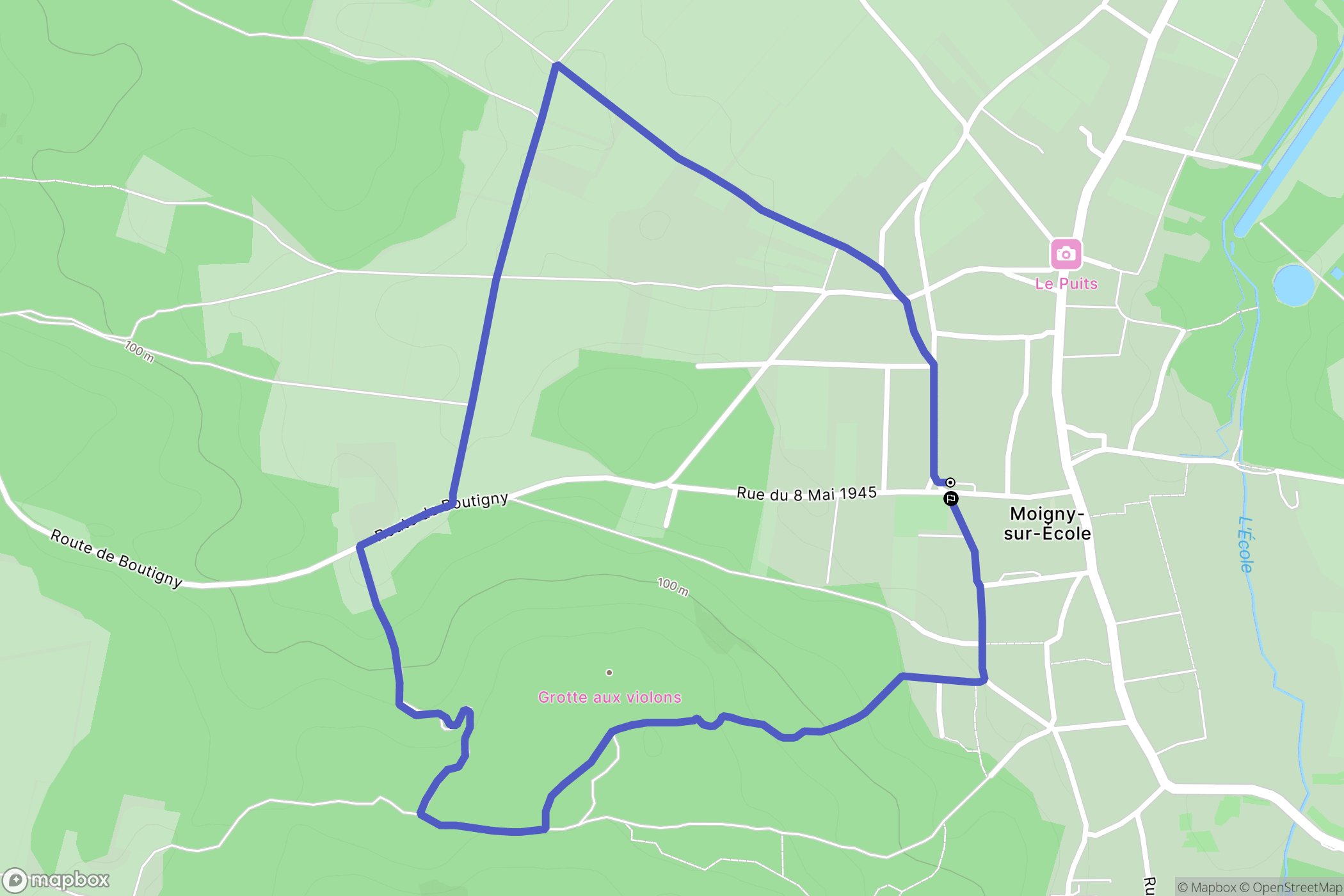 Moigny-sur-École : carte du parcours de randonnée - France