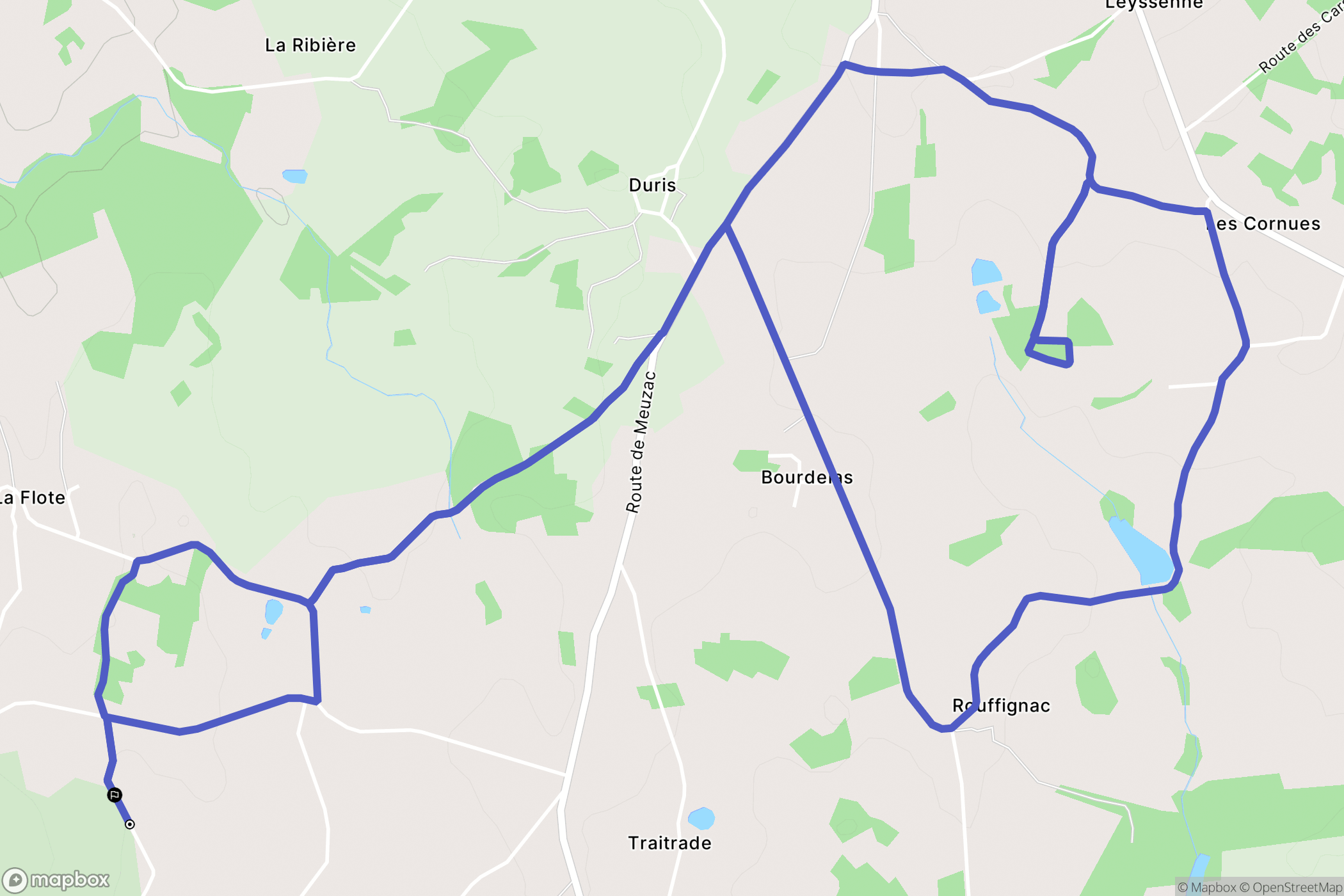 Château-Chervix : carte du parcours de randonnée - France
