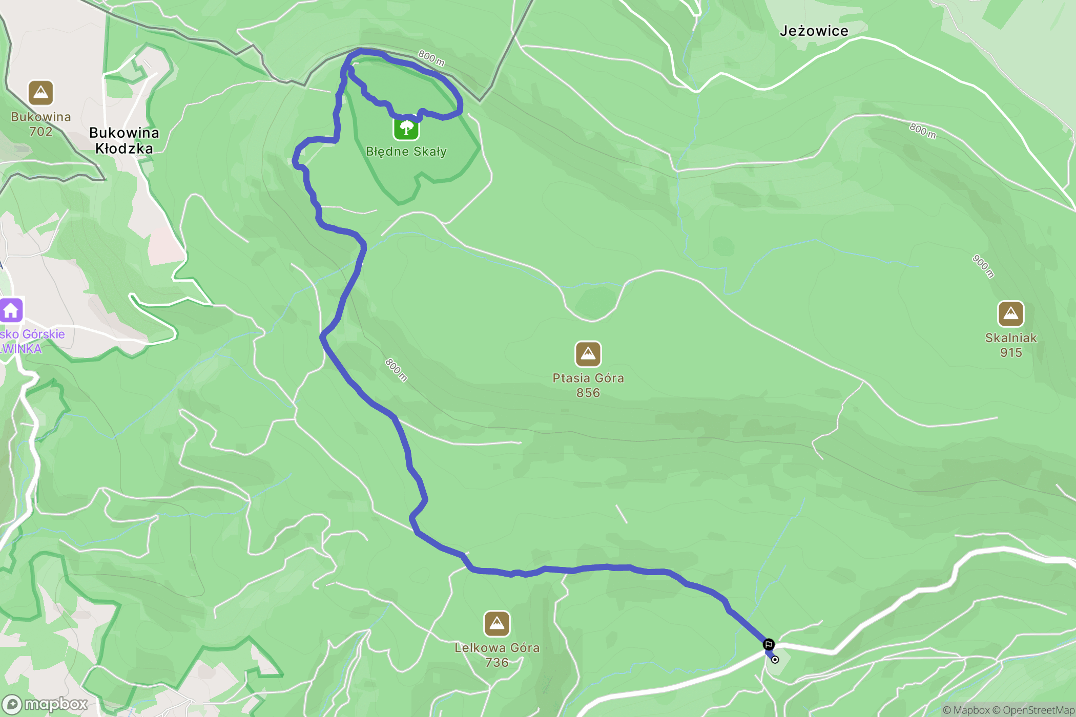 Kudowa-Zdrój: mapa trasy - Poland