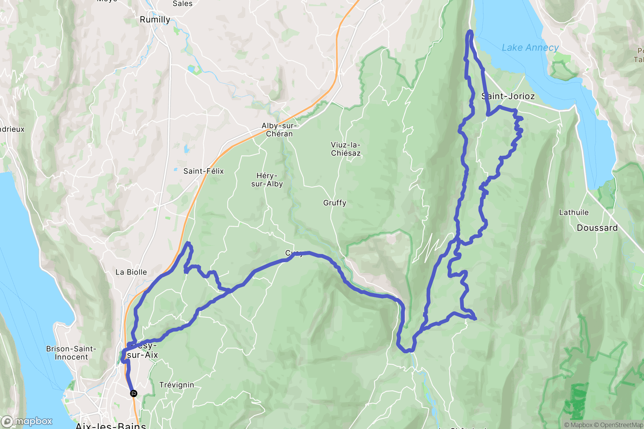 Aix-les-Bains : carte du parcours de randonnée - France