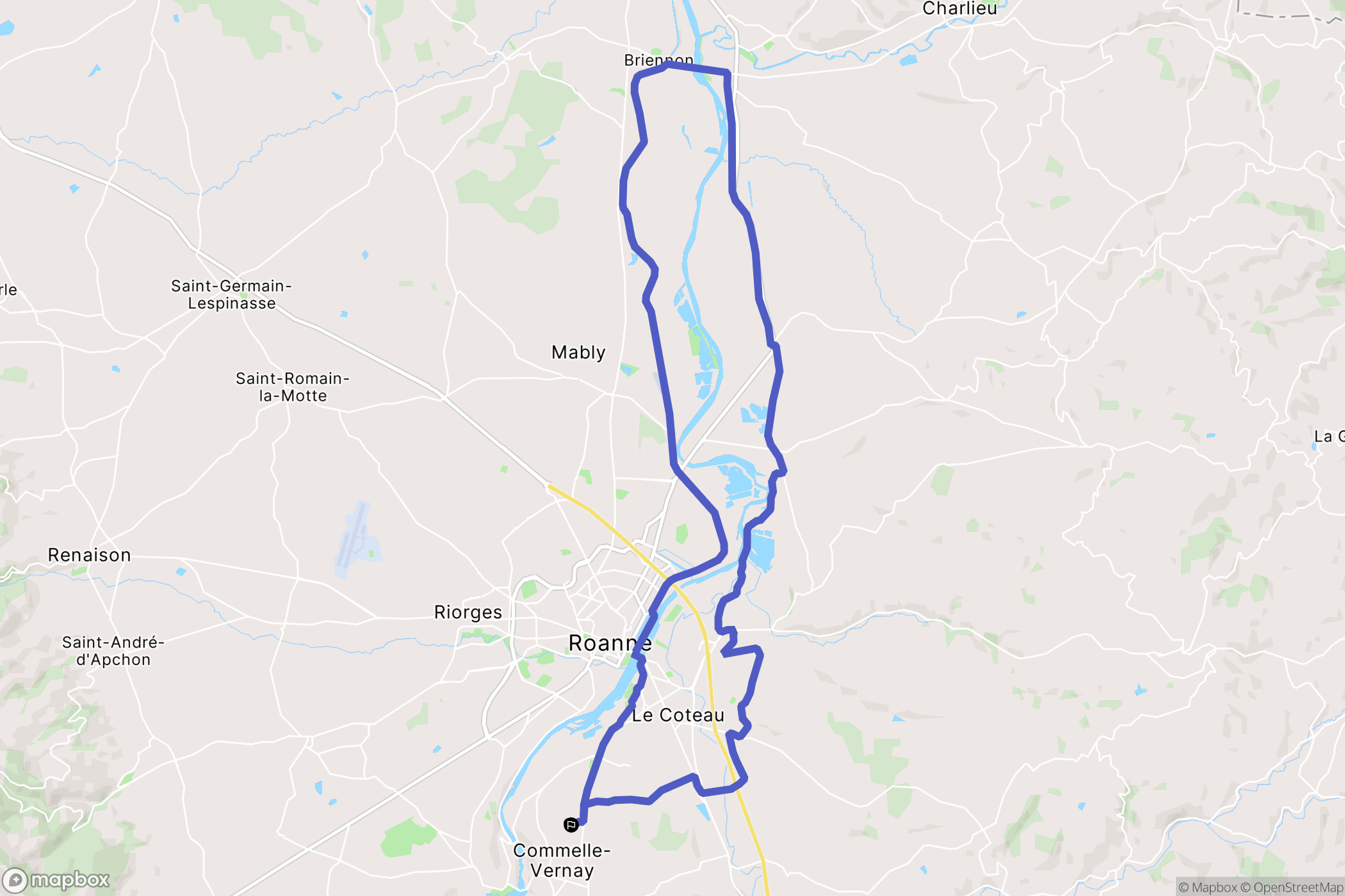 Commelle-Vernay : carte du parcours de randonnée - France