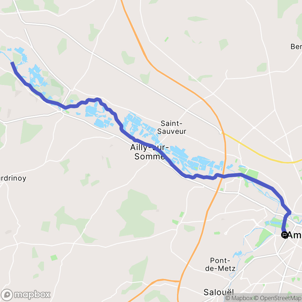 Amiens : carte du parcours de randonnée - France