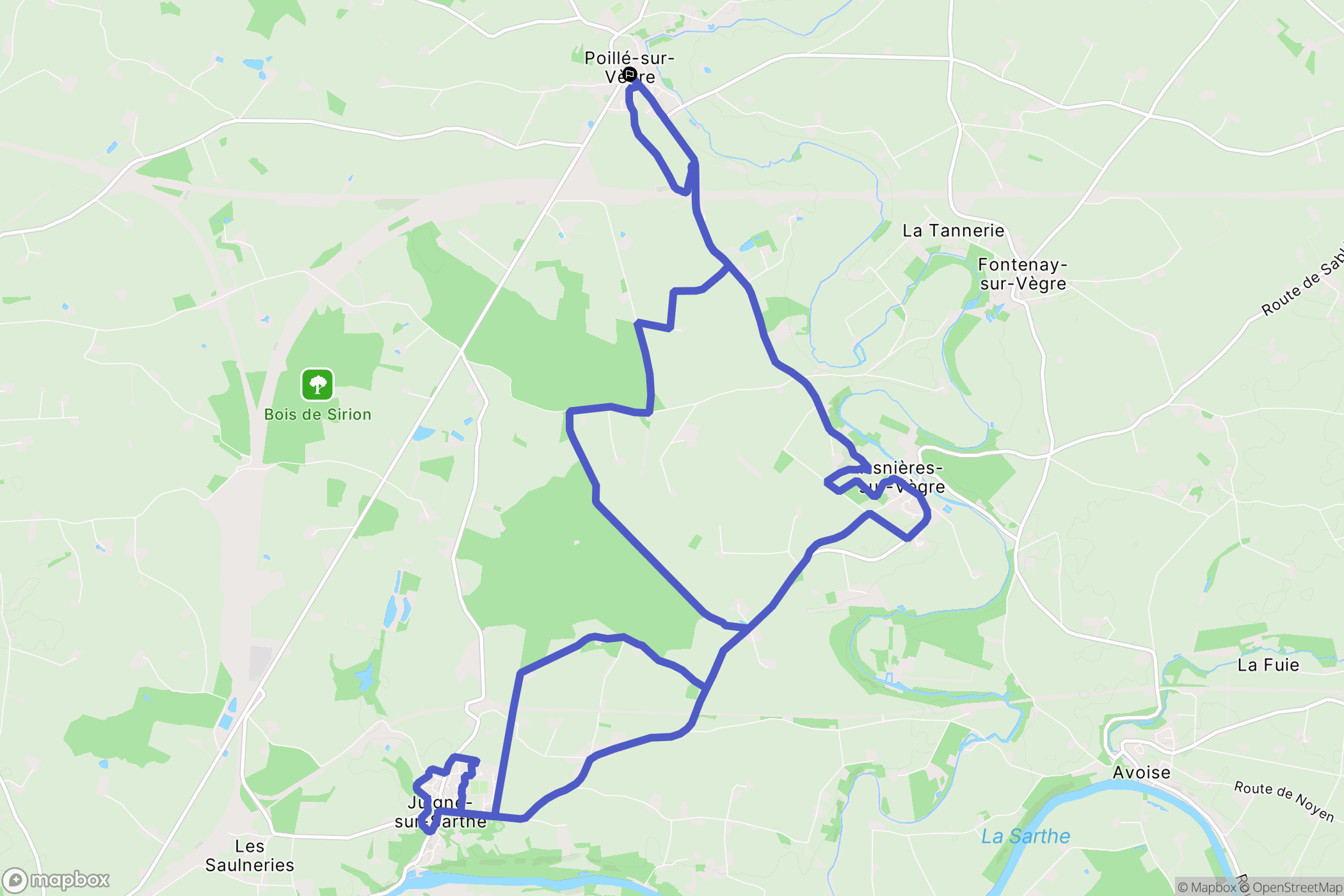 Poillé-sur-Vègre : carte du parcours de randonnée - France