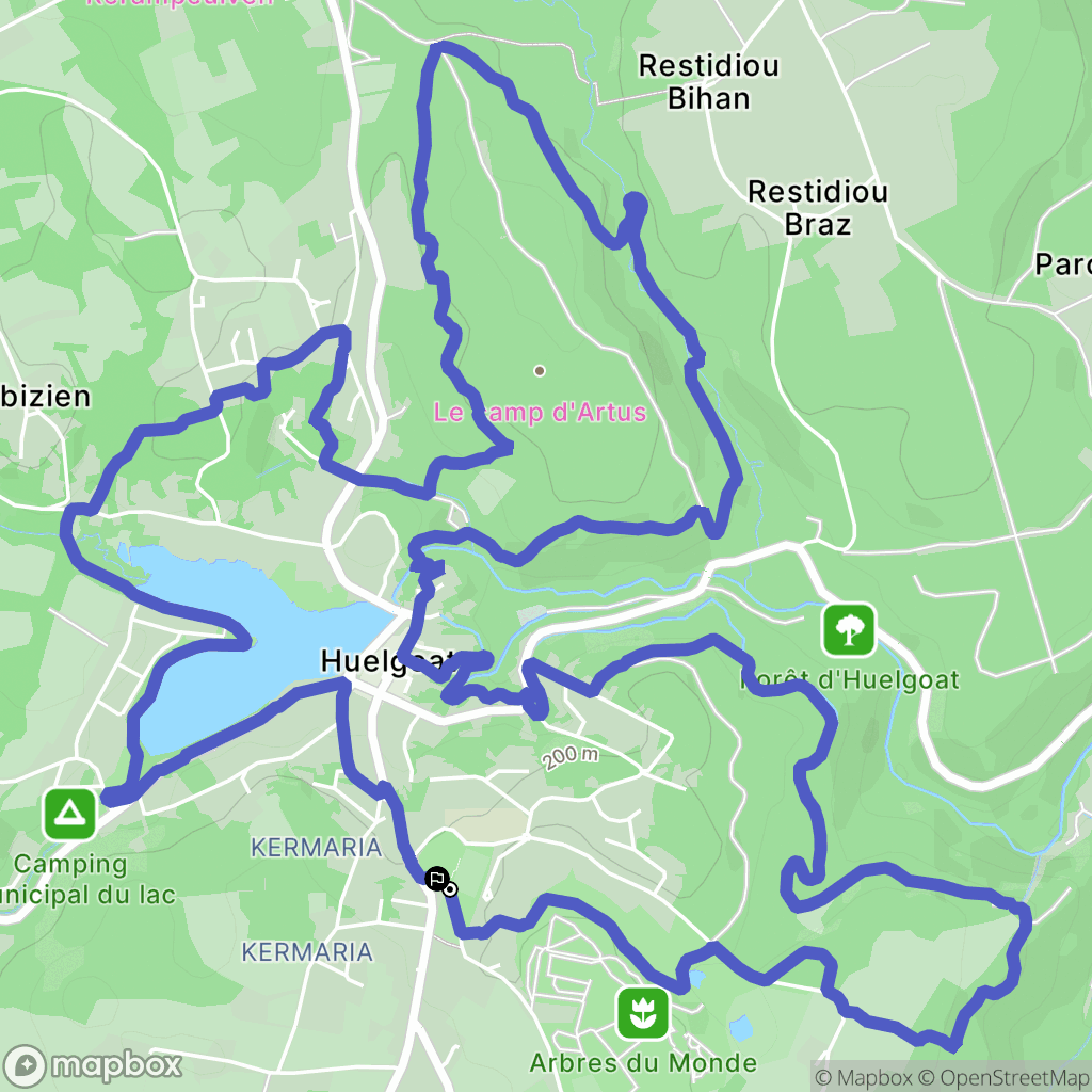 Huelgoat : carte du parcours de randonnée - France