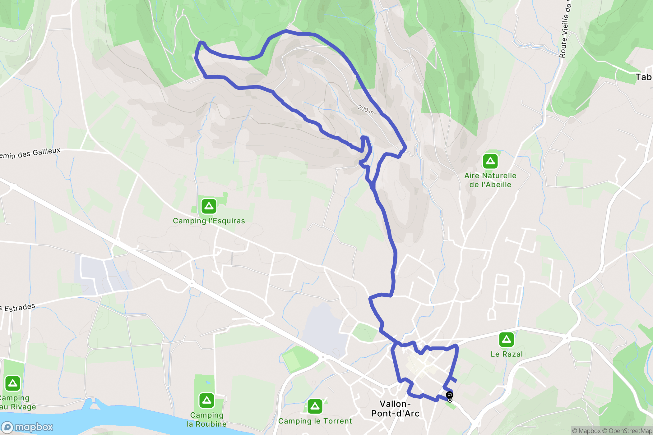 Vallon-Pont-d'Arc : carte du parcours de randonnée - France
