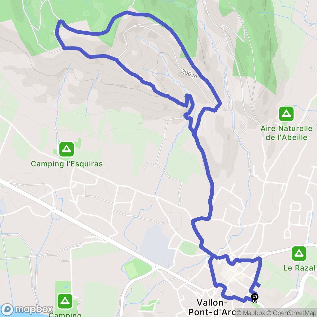 Vallon-Pont-d'Arc : carte du parcours de randonnée - France