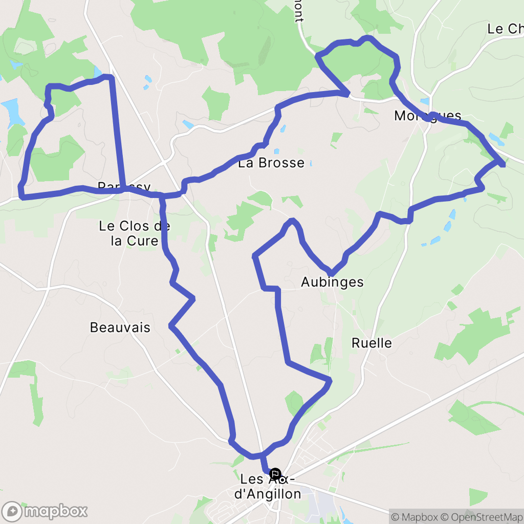 Les Aix-d'Angillon : carte du parcours de randonnée - France