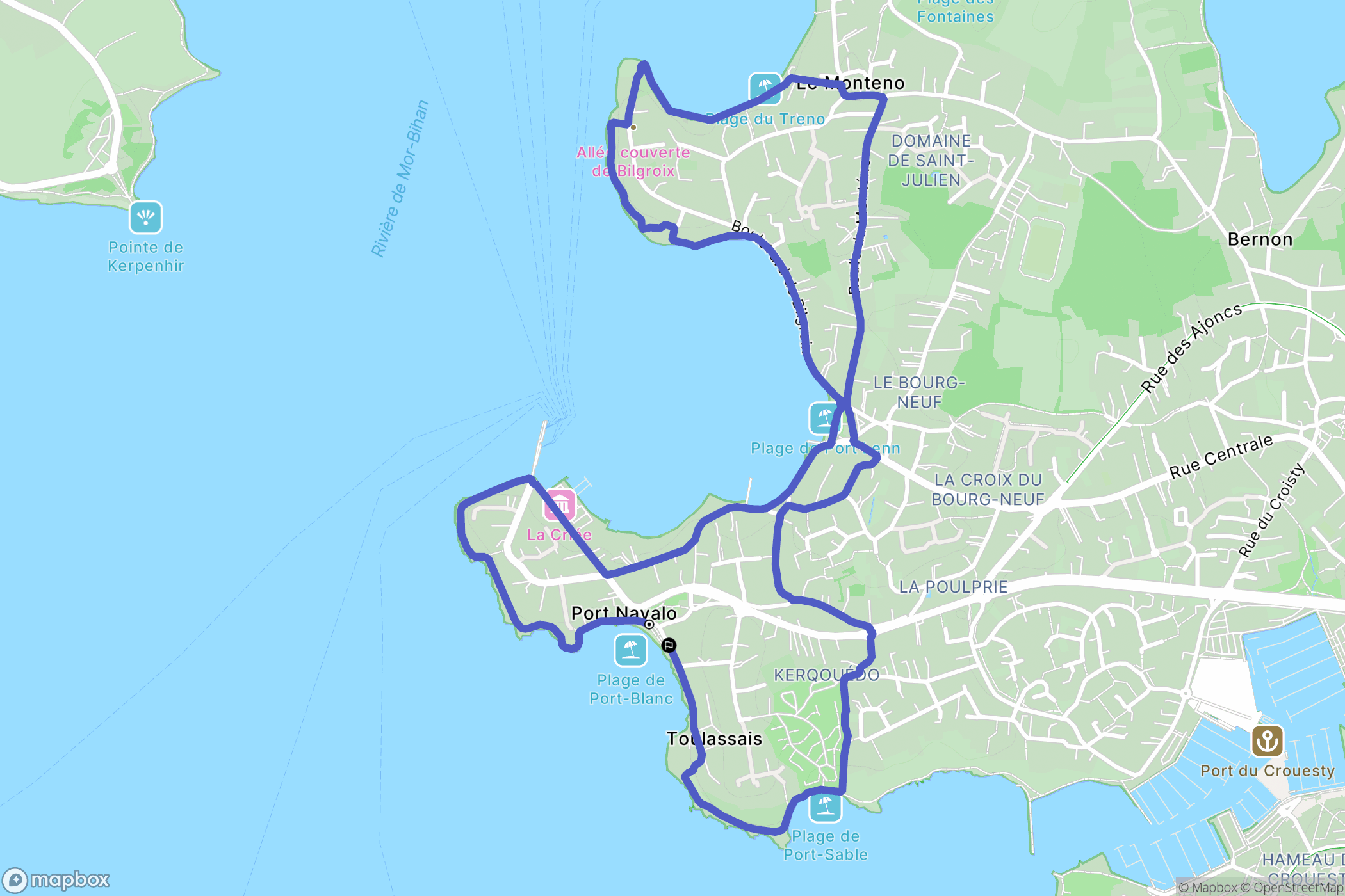 Arzon : carte du parcours de randonnée - France