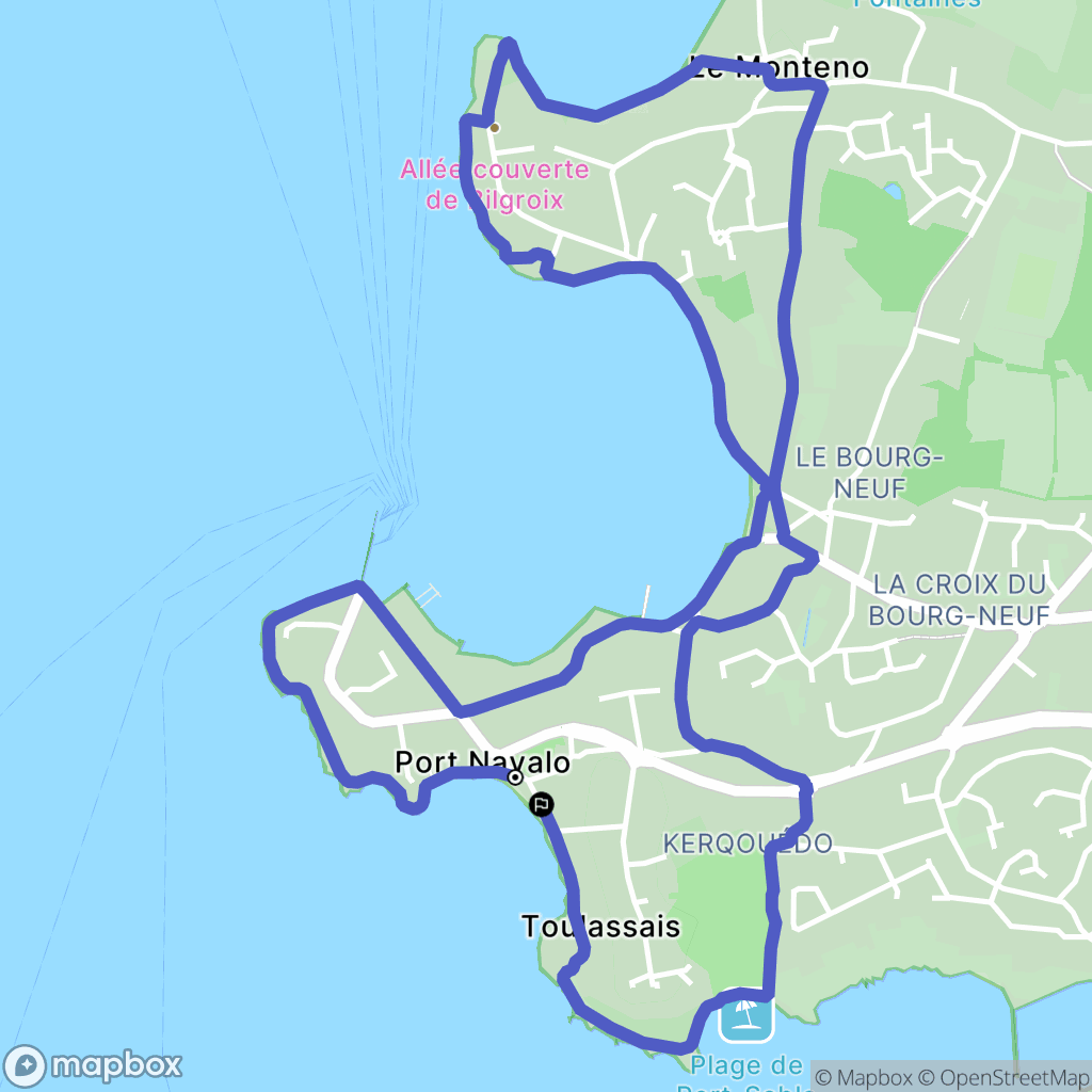 Arzon : carte du parcours de randonnée - France