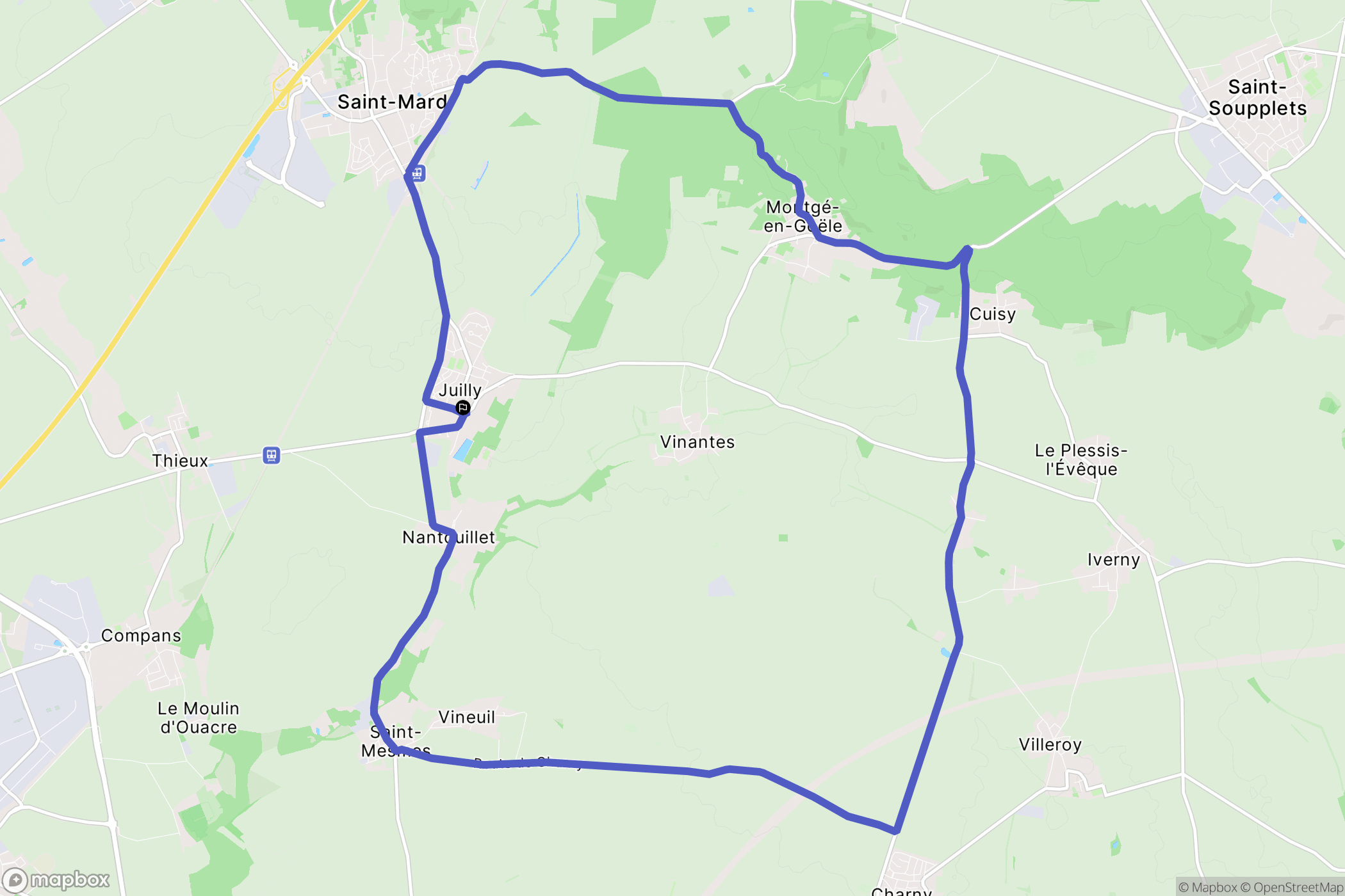 Juilly : carte du parcours de randonnée - France