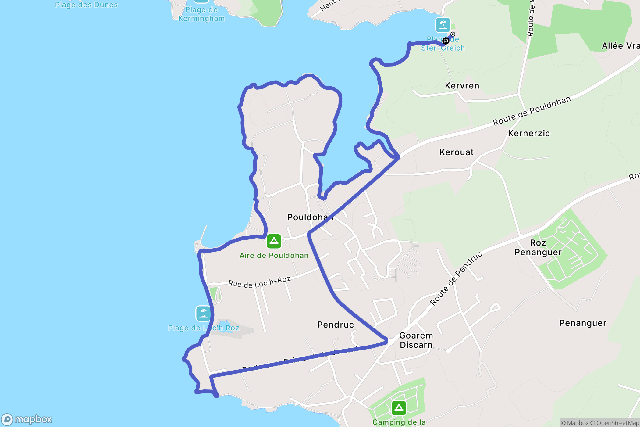 Trégunc : carte du parcours de randonnée - France