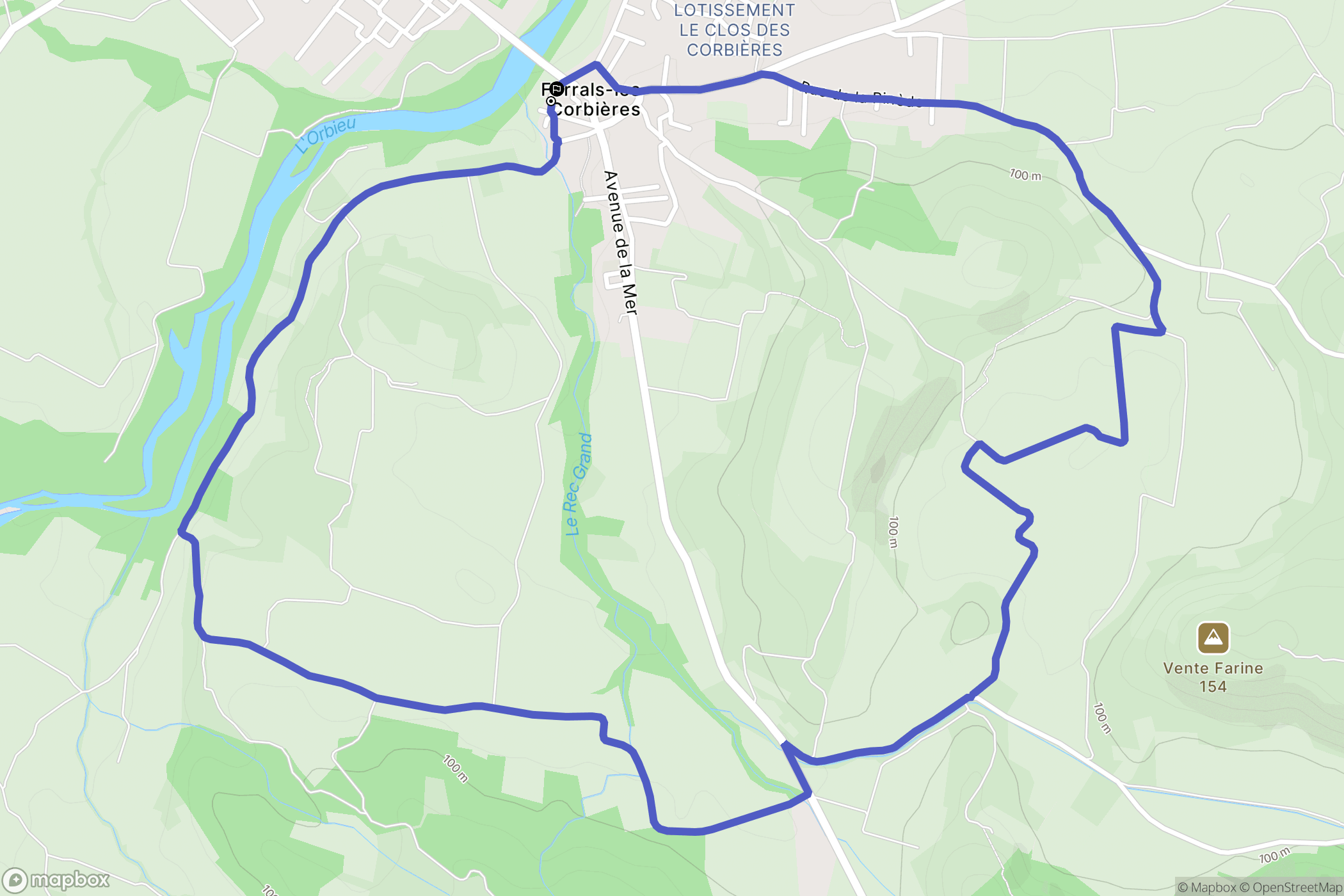 Ferrals-les-Corbières : carte du parcours de randonnée - France