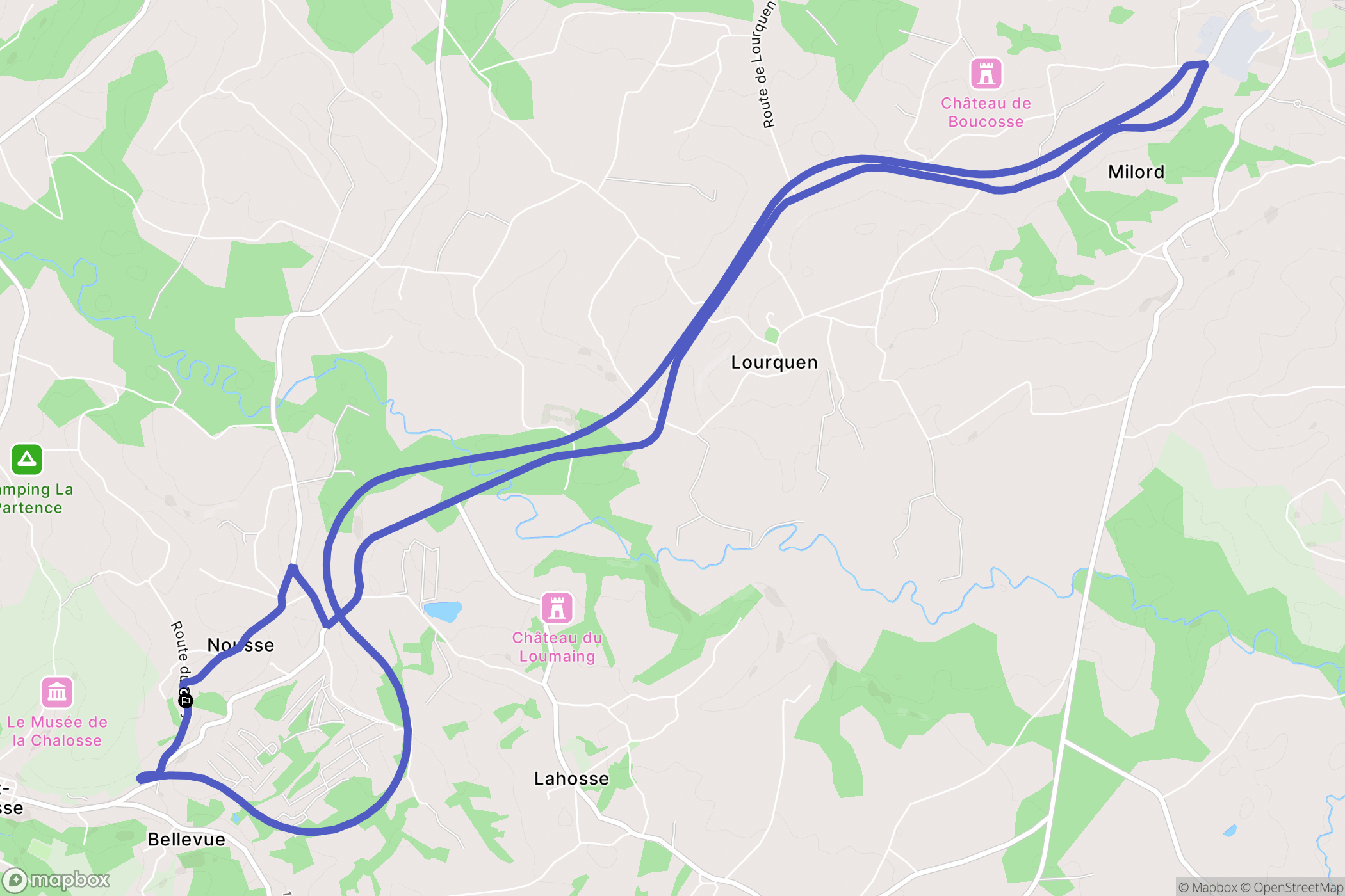 Nousse : carte du parcours de randonnée - France