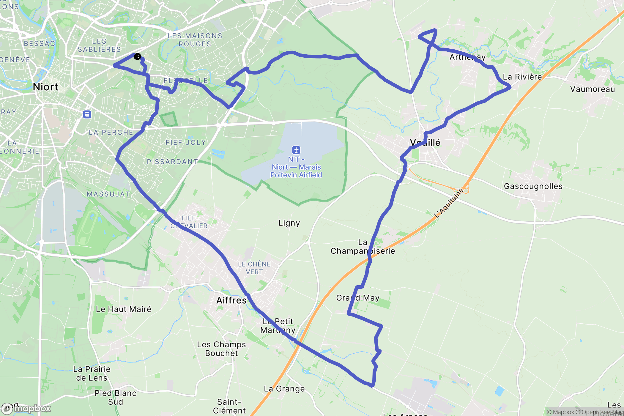 Niort : carte du parcours de randonnée - France