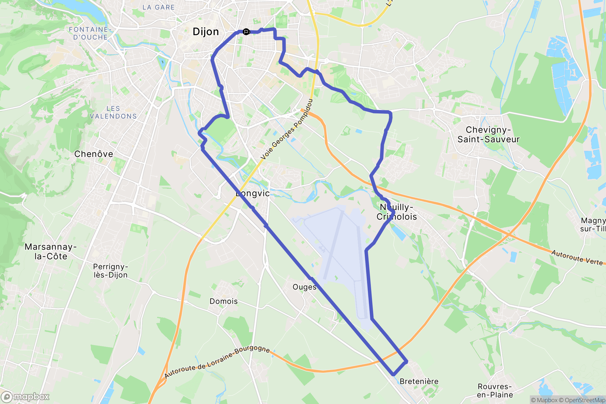 Dijon : carte du parcours de randonnée - France