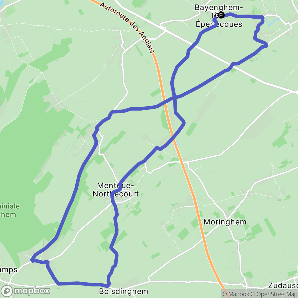 Bayenghem-lès-Éperlecques : carte du parcours de randonnée - France