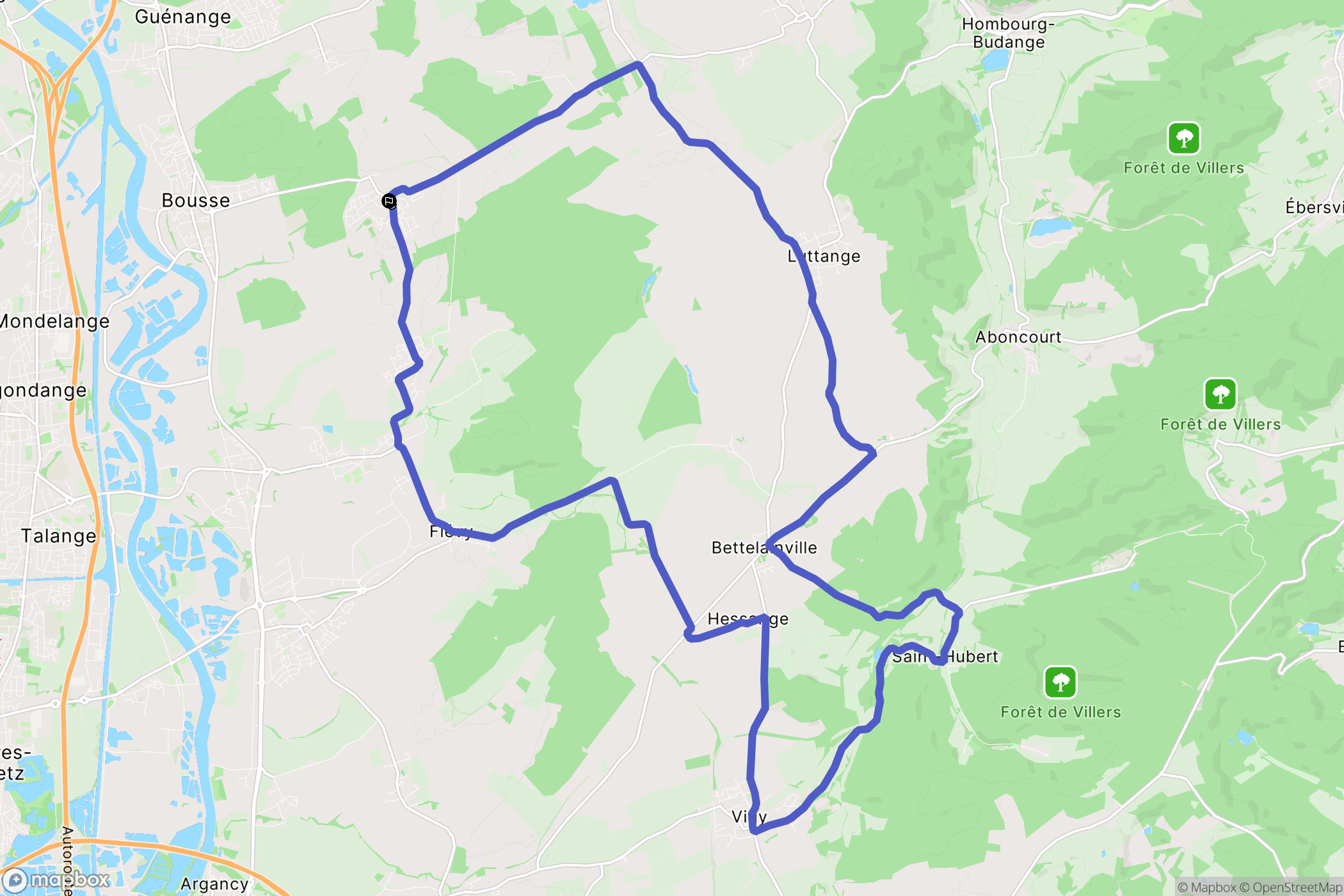 Rurange-lès-Thionville : carte du parcours de randonnée - France