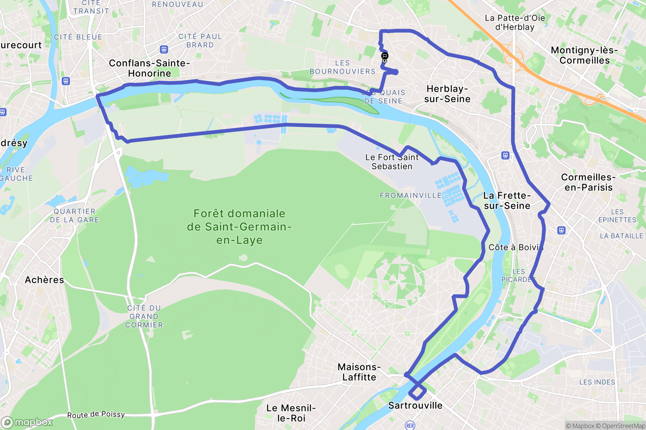 Herblay-sur-Seine : carte du parcours de randonnée - France