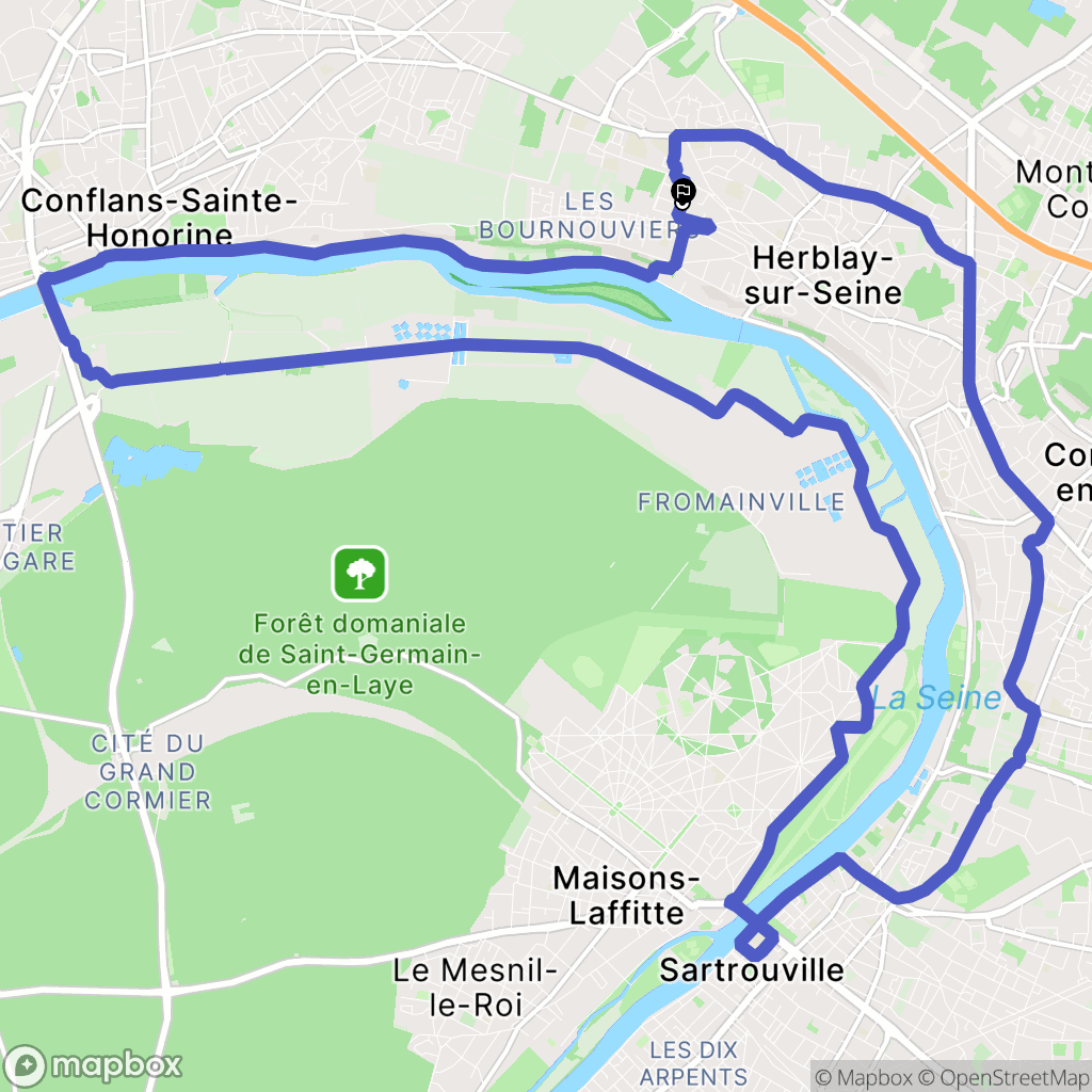 Herblay-sur-Seine : carte du parcours de randonnée - France