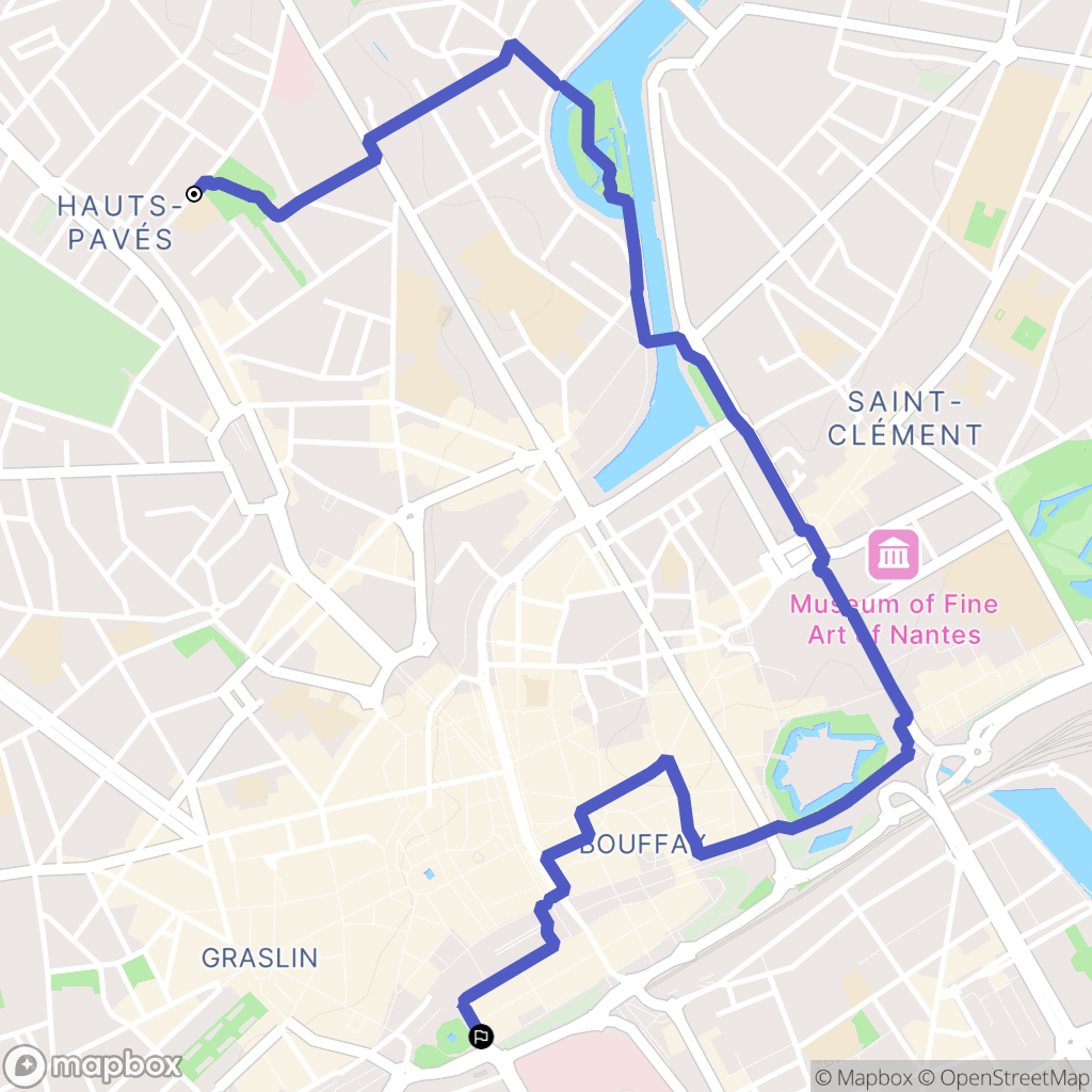 Nantes : carte du parcours de randonnée - France
