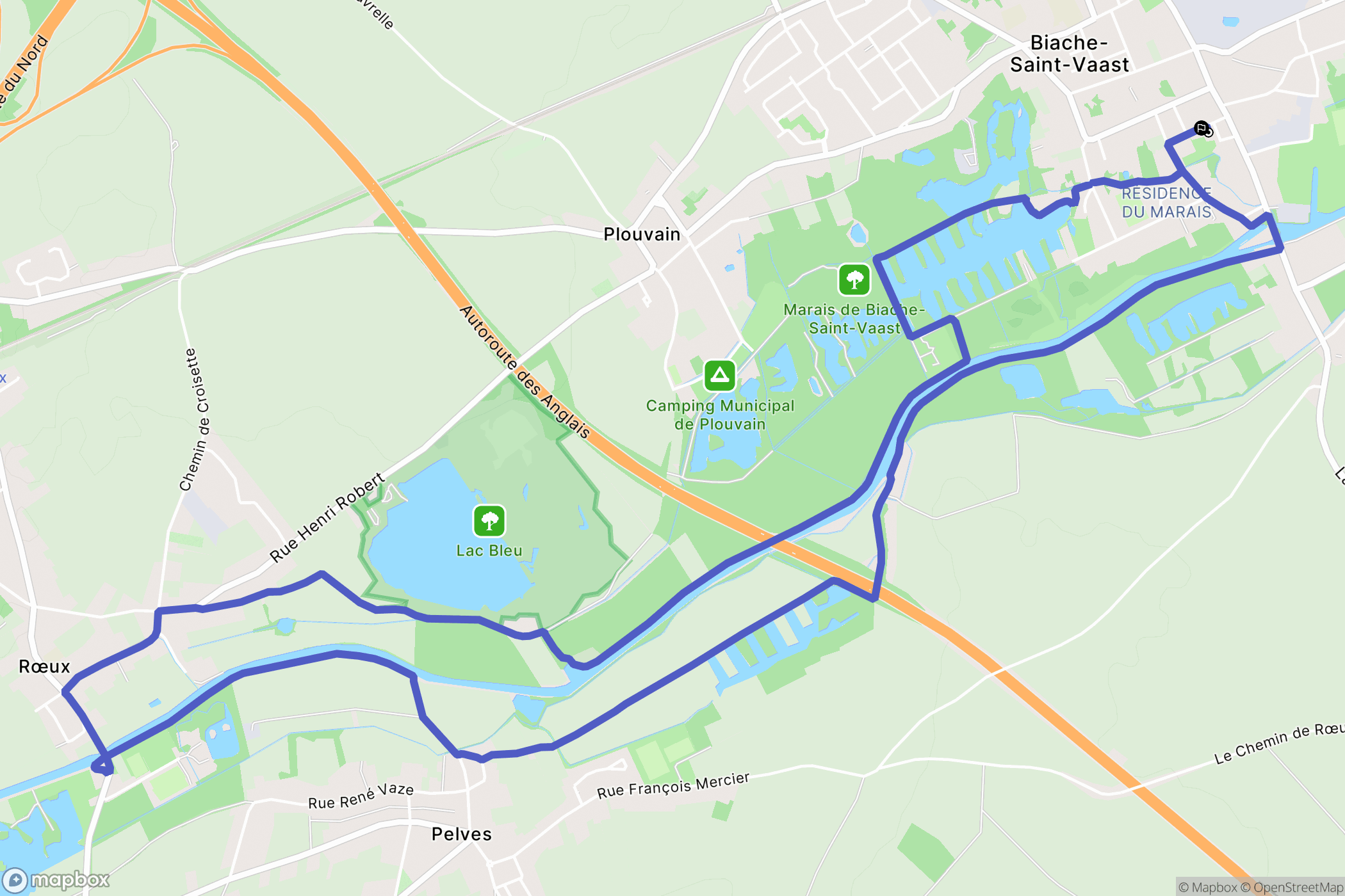 Biache-Saint-Vaast : carte du parcours de randonnée - France