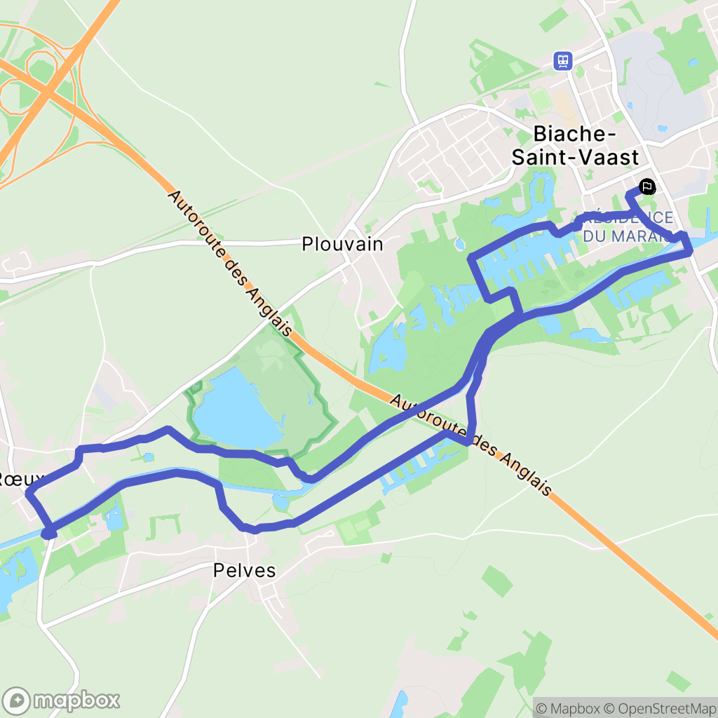 Biache-Saint-Vaast : carte du parcours de randonnée - France