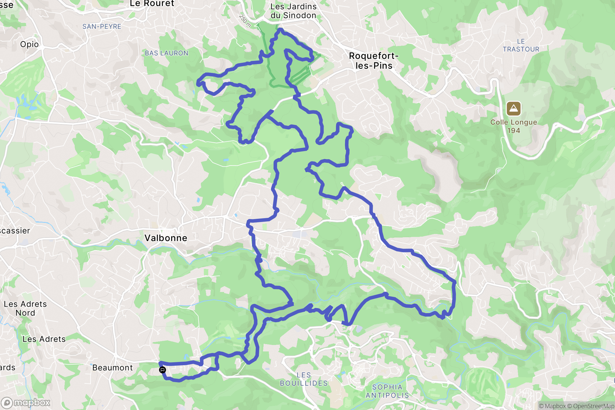 Valbonne : carte du parcours de randonnée - France