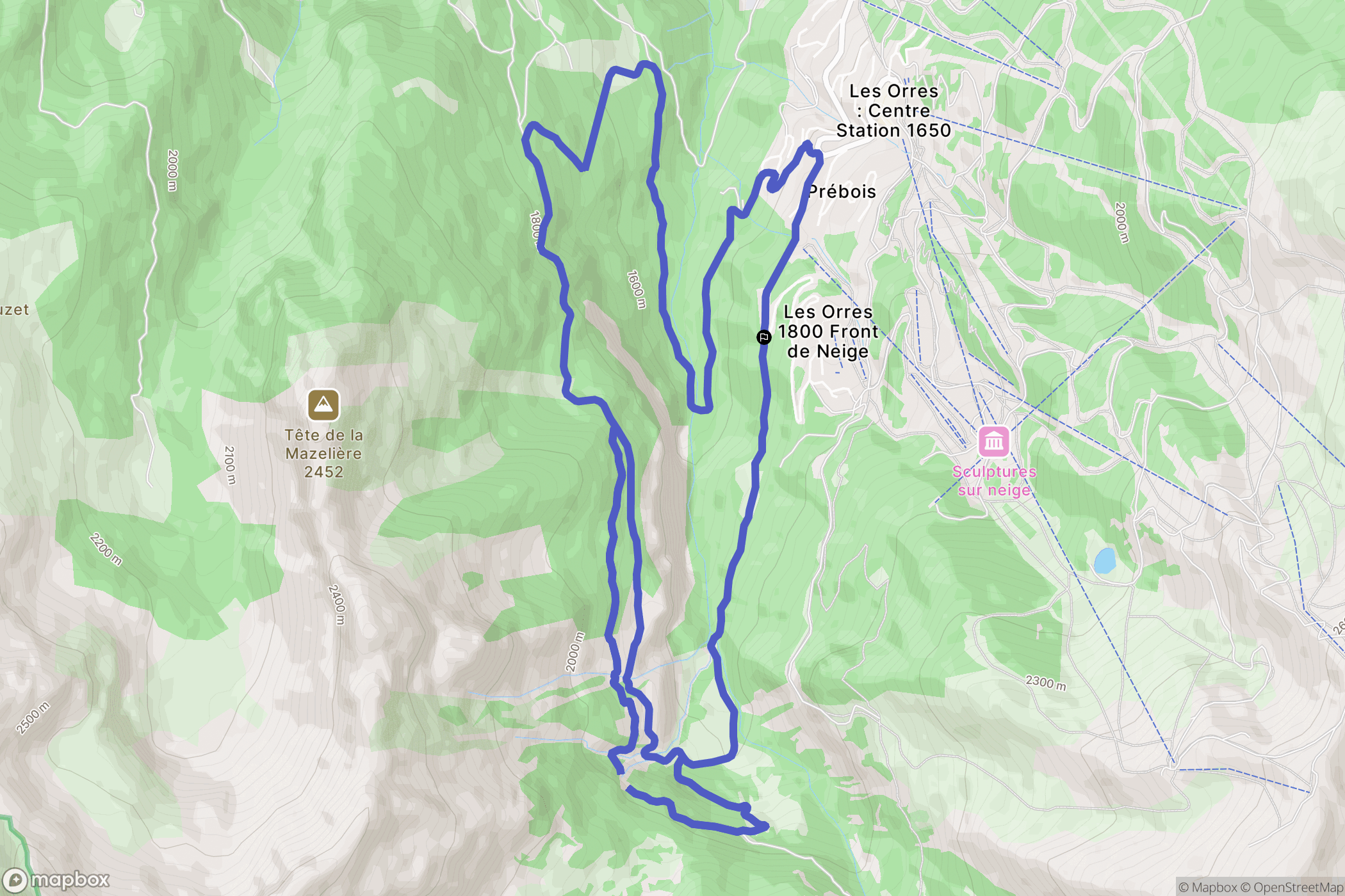 Les Orres : carte du parcours de randonnée - France
