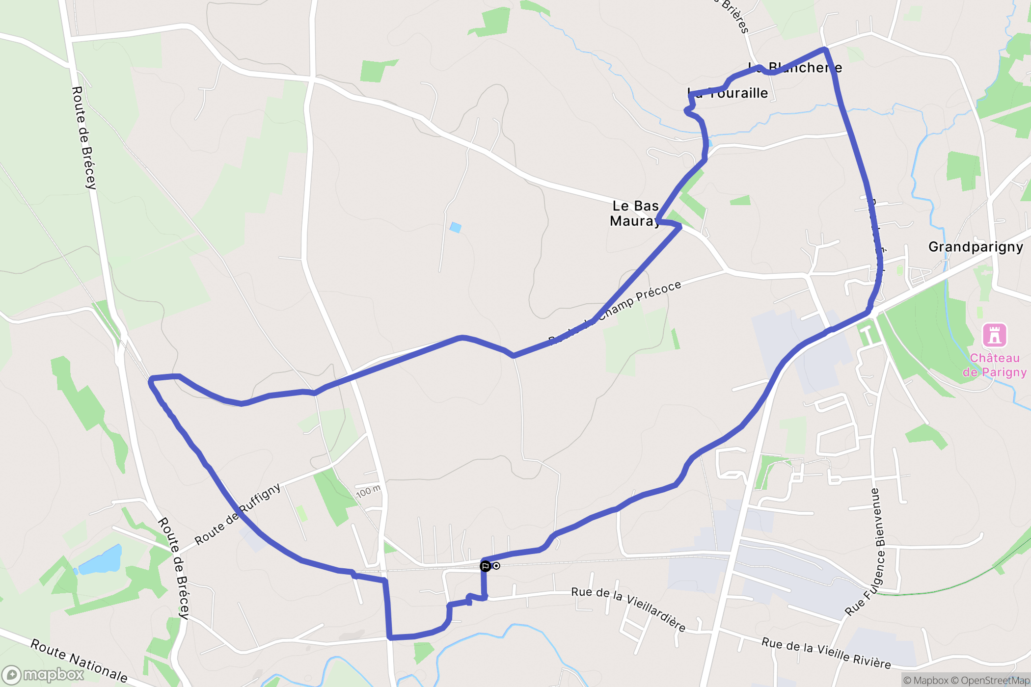 Grandparigny : carte du parcours de randonnée - France