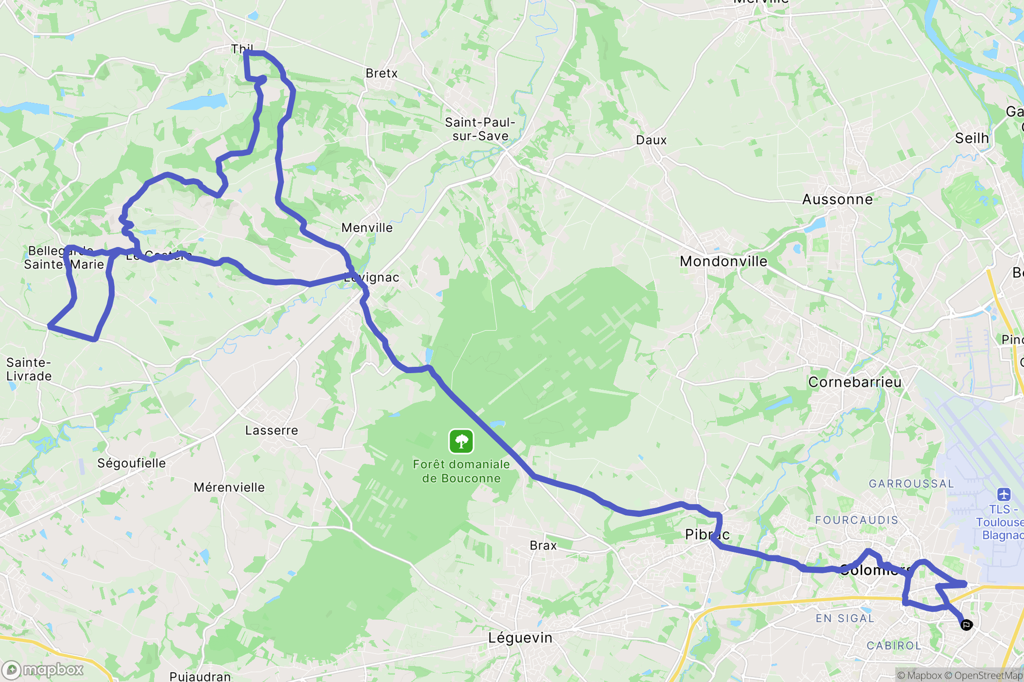 Colomiers : carte du parcours de randonnée - France