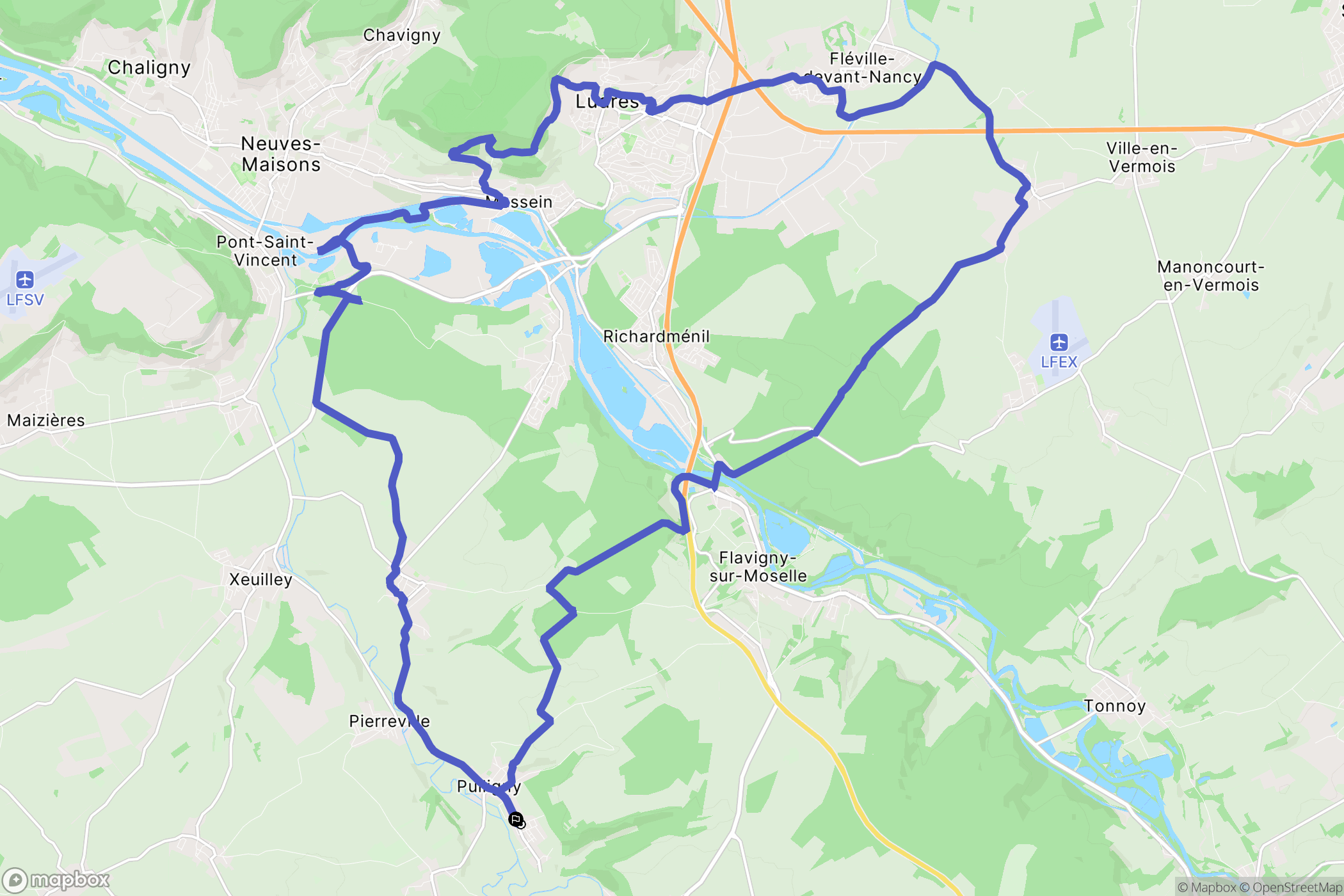 Pulligny : carte du parcours de randonnée - France