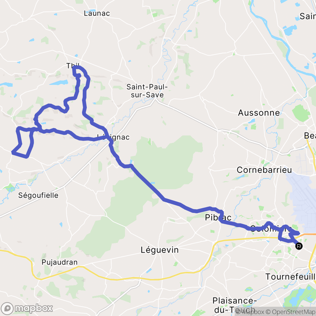 Colomiers : carte du parcours de randonnée - France