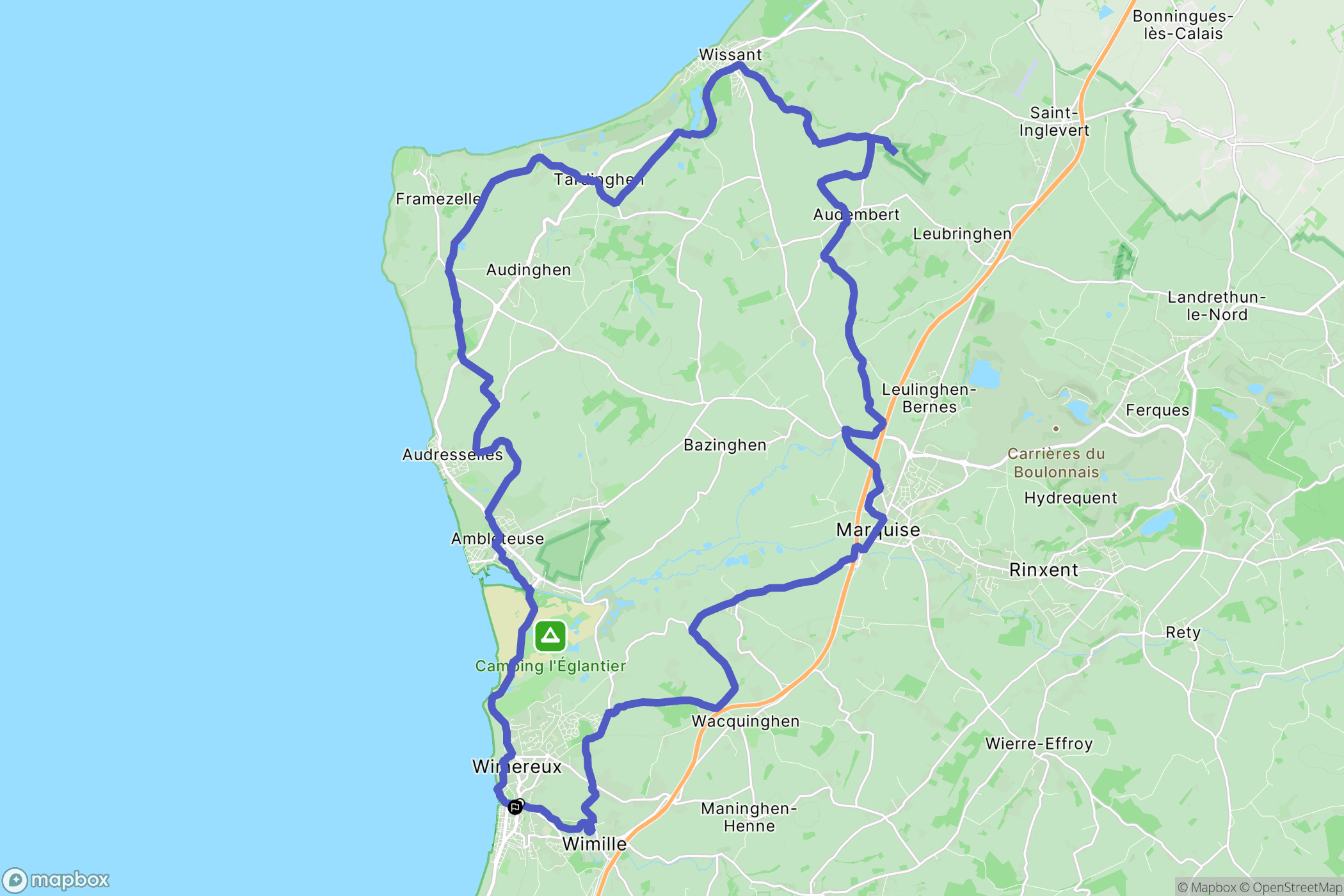 Wimereux : carte du parcours de randonnée - France