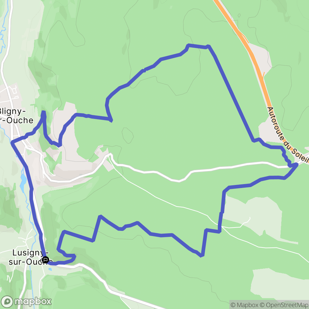 Lusigny-sur-Ouche : carte du parcours de randonnée - France