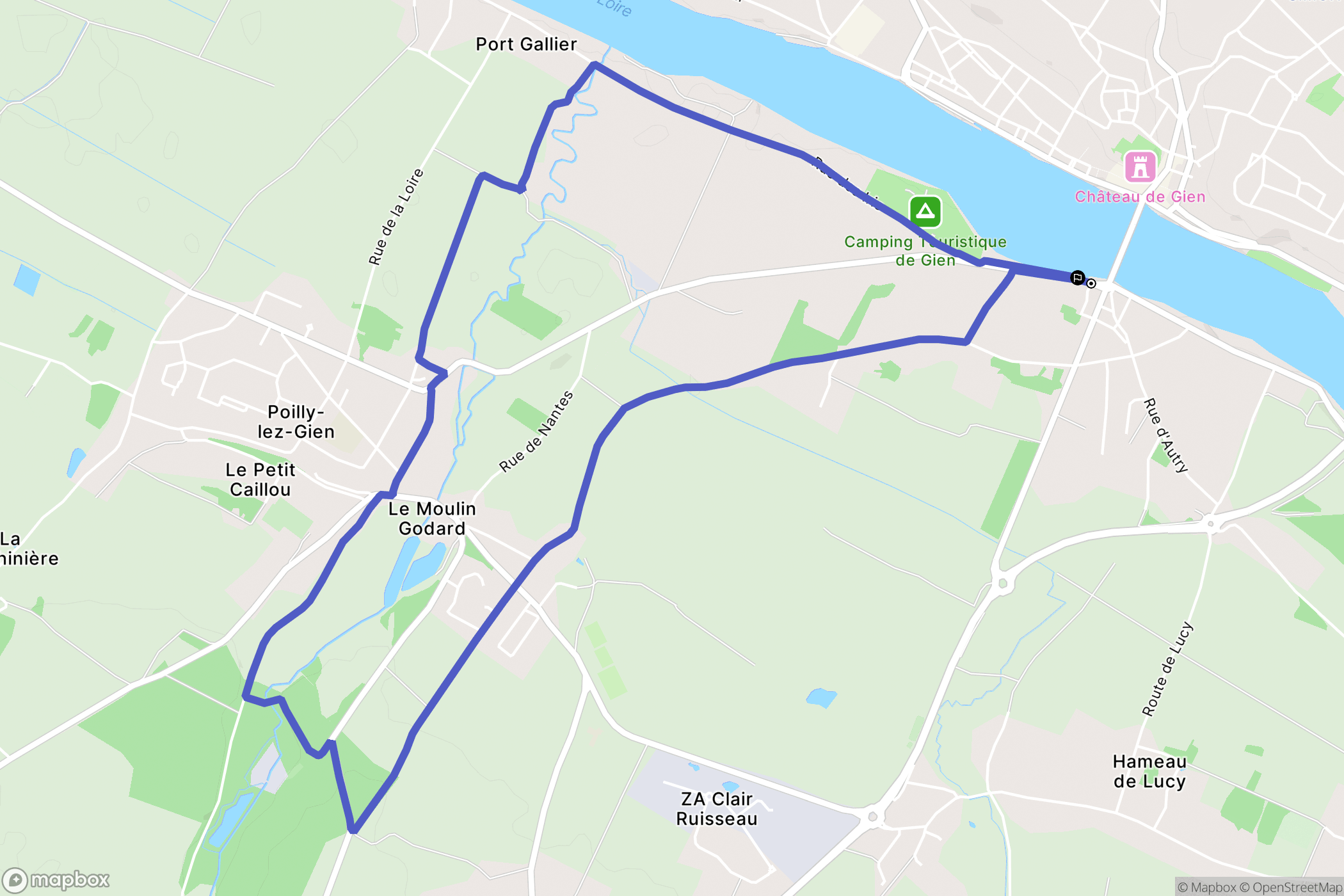 Gien : carte du parcours de randonnée - France