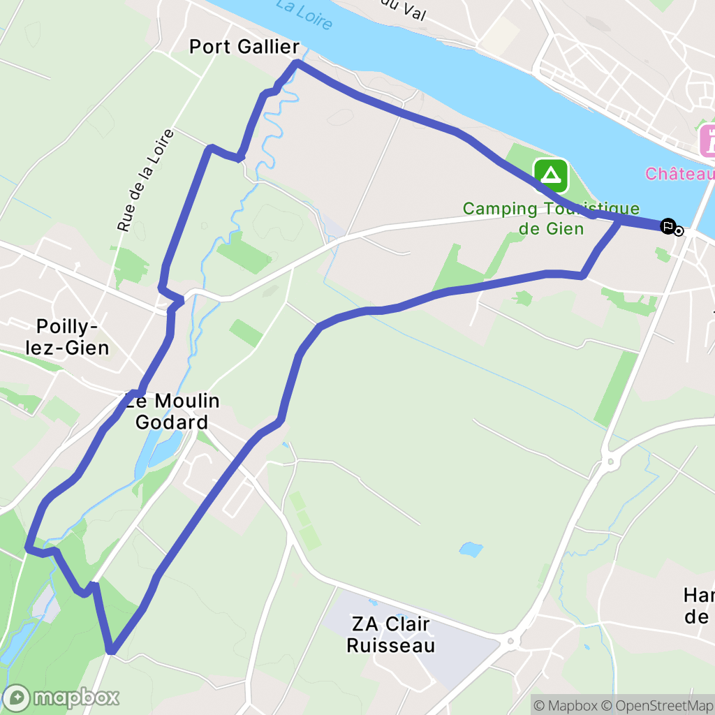 Gien : carte du parcours de randonnée - France