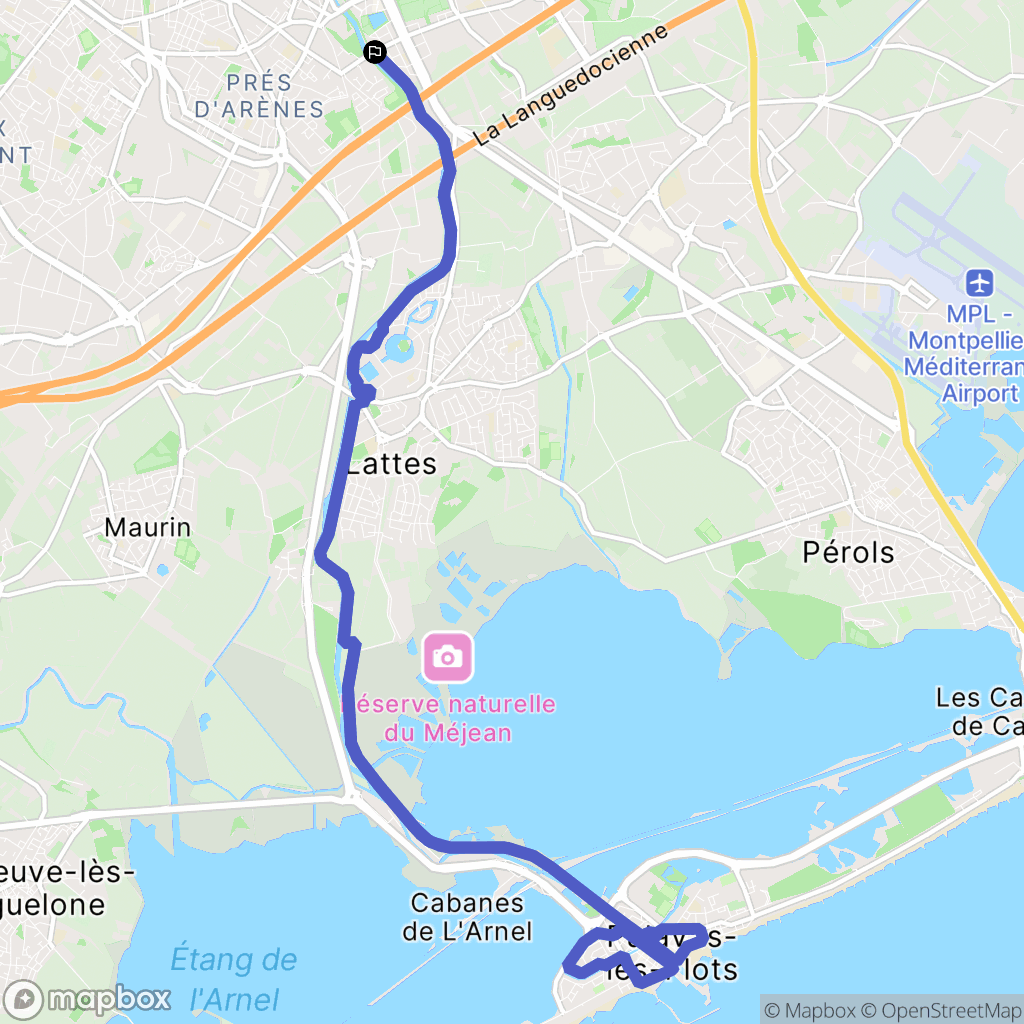 Montpellier : carte du parcours de randonnée - France