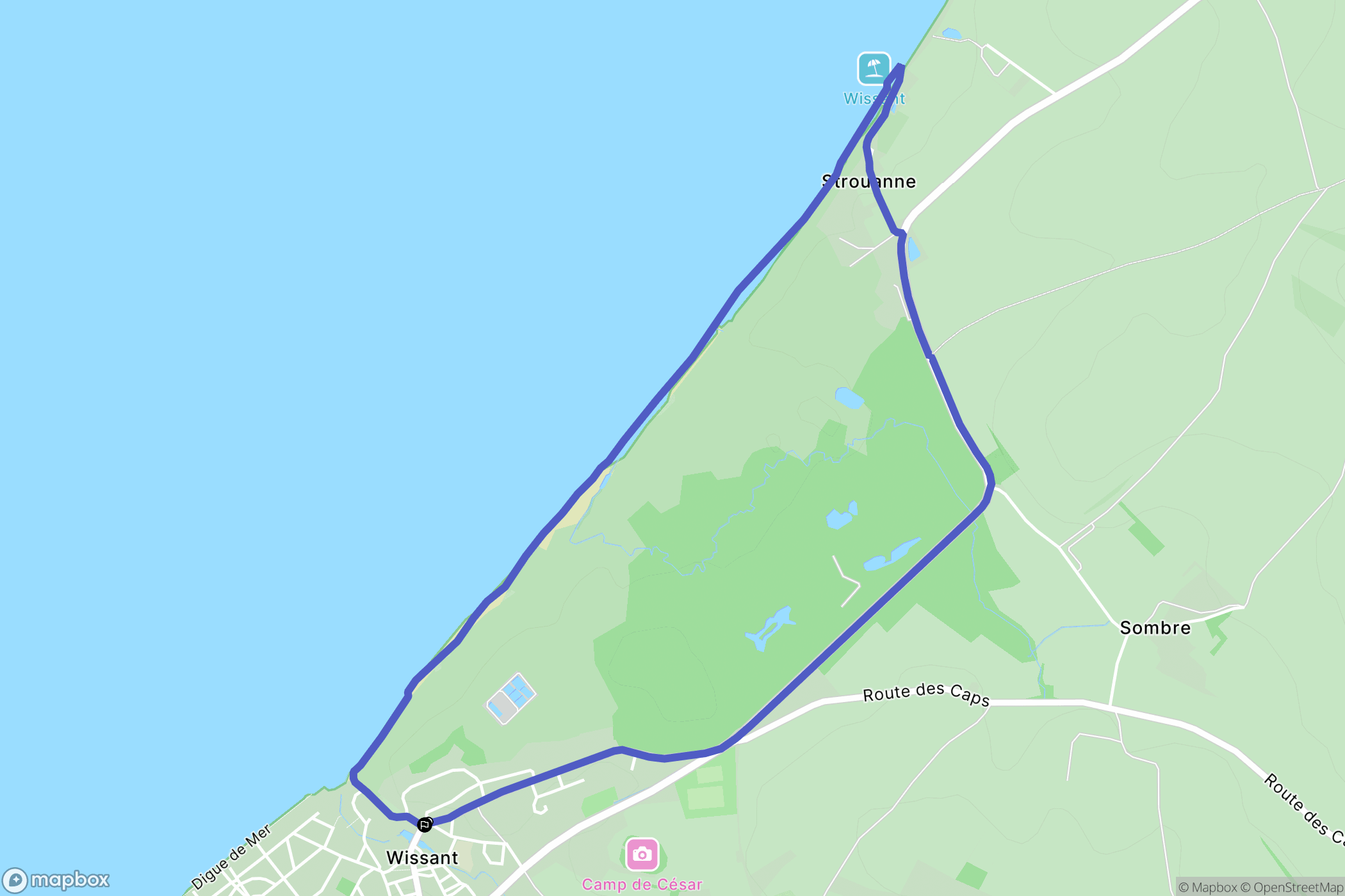 Wissant : carte du parcours de randonnée - France