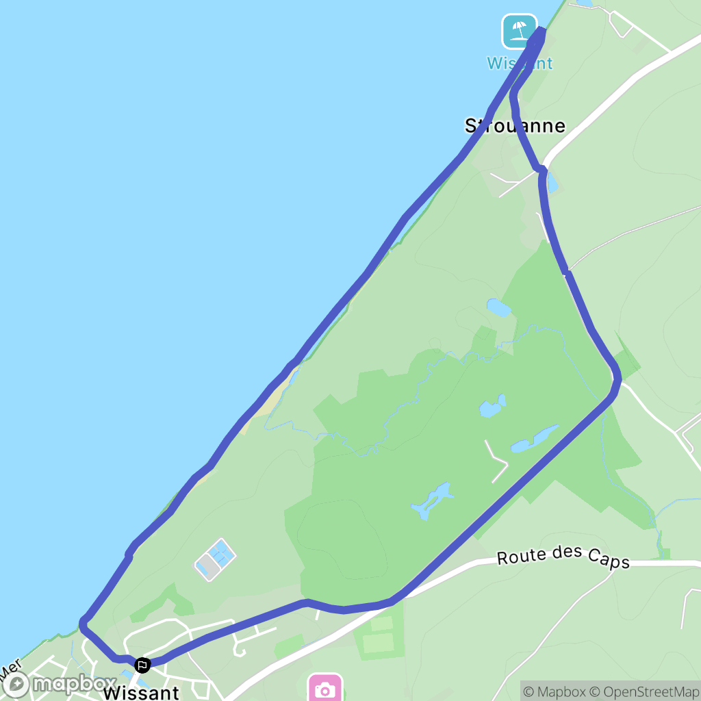 Wissant : carte du parcours de randonnée - France