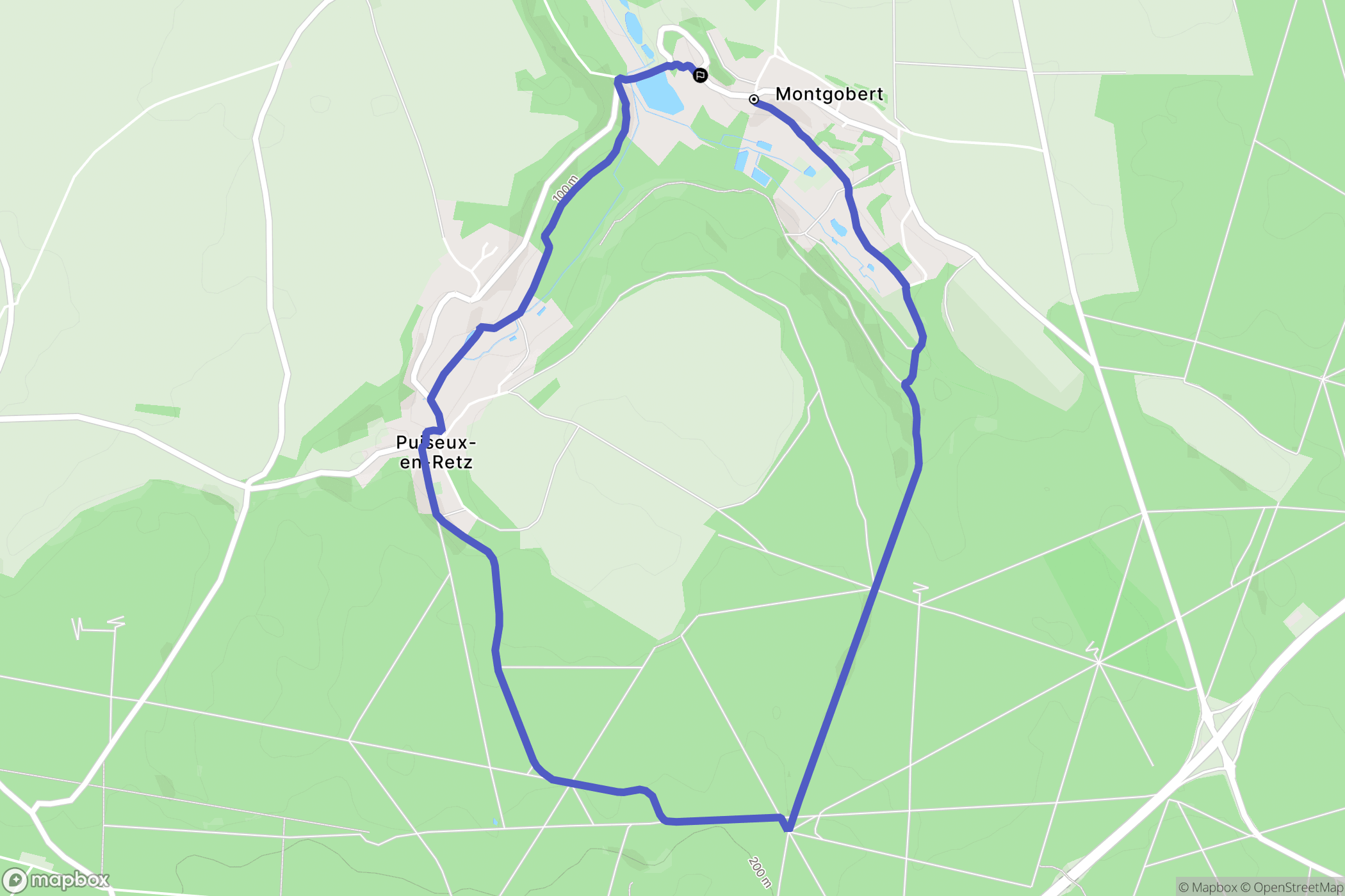 Montgobert : carte du parcours de randonnée - France