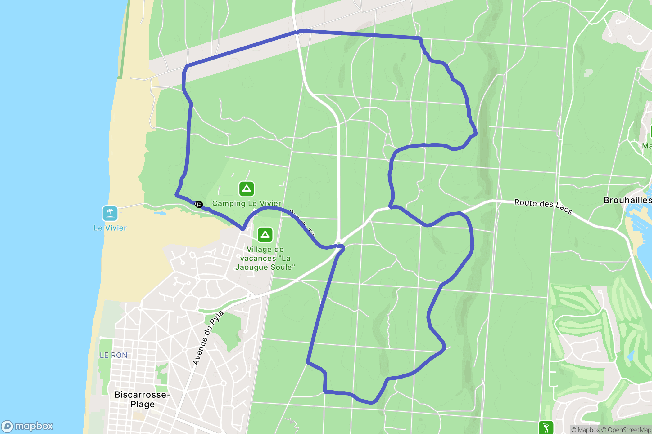 Biscarrosse : carte du parcours de randonnée - France