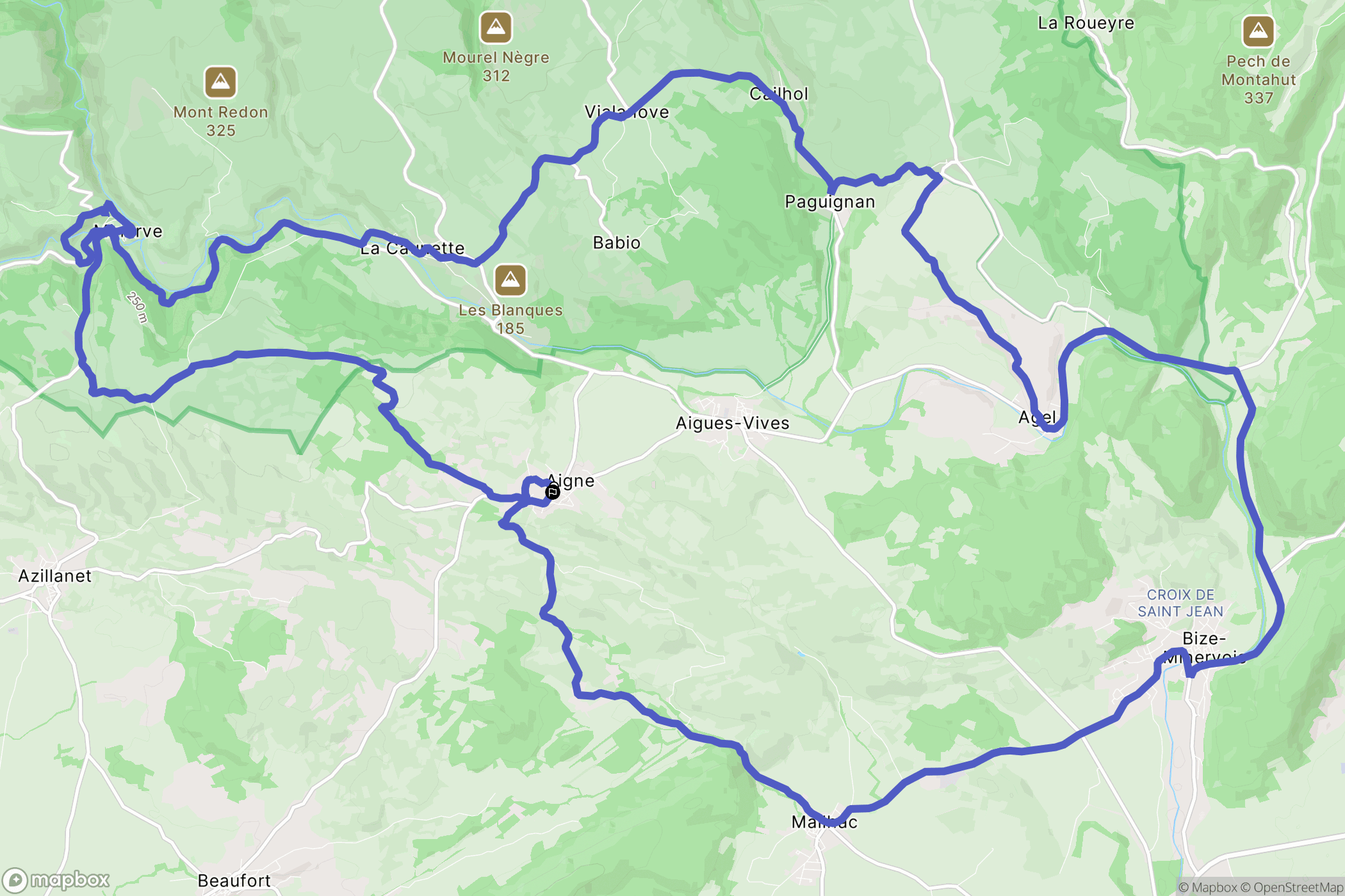 Aigne : carte du parcours de randonnée - France