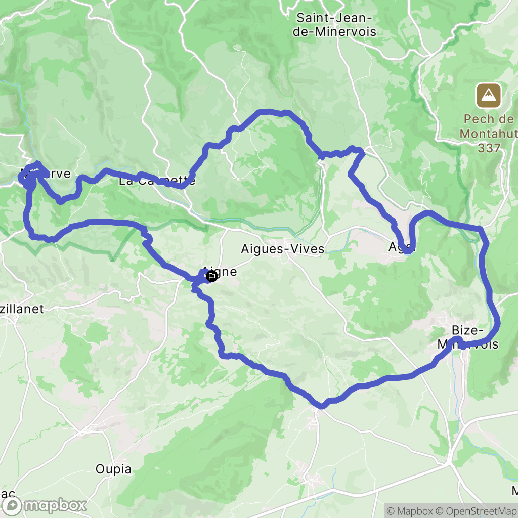 Aigne : carte du parcours de randonnée - France
