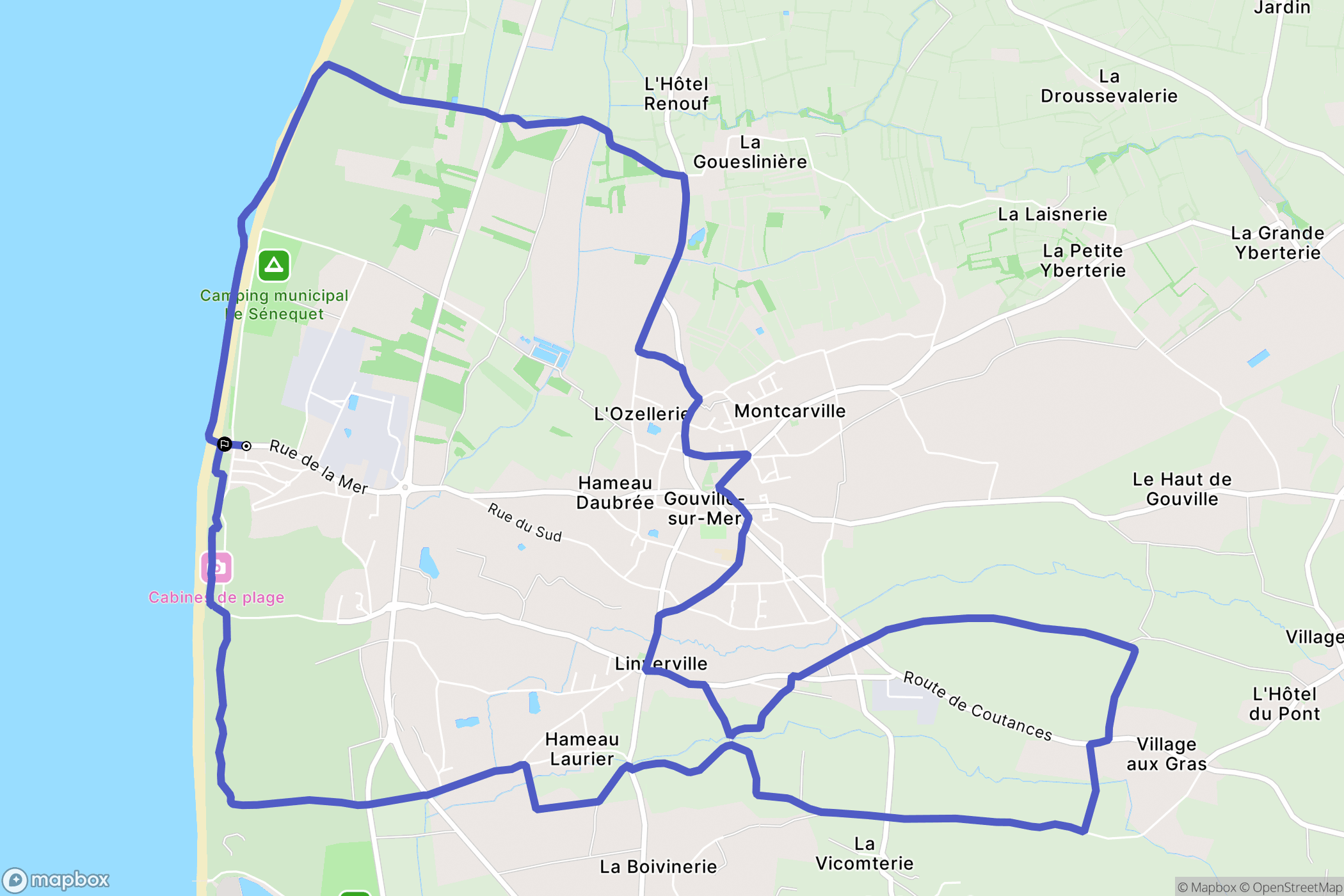 Gouville-sur-Mer : carte du parcours de randonnée - France