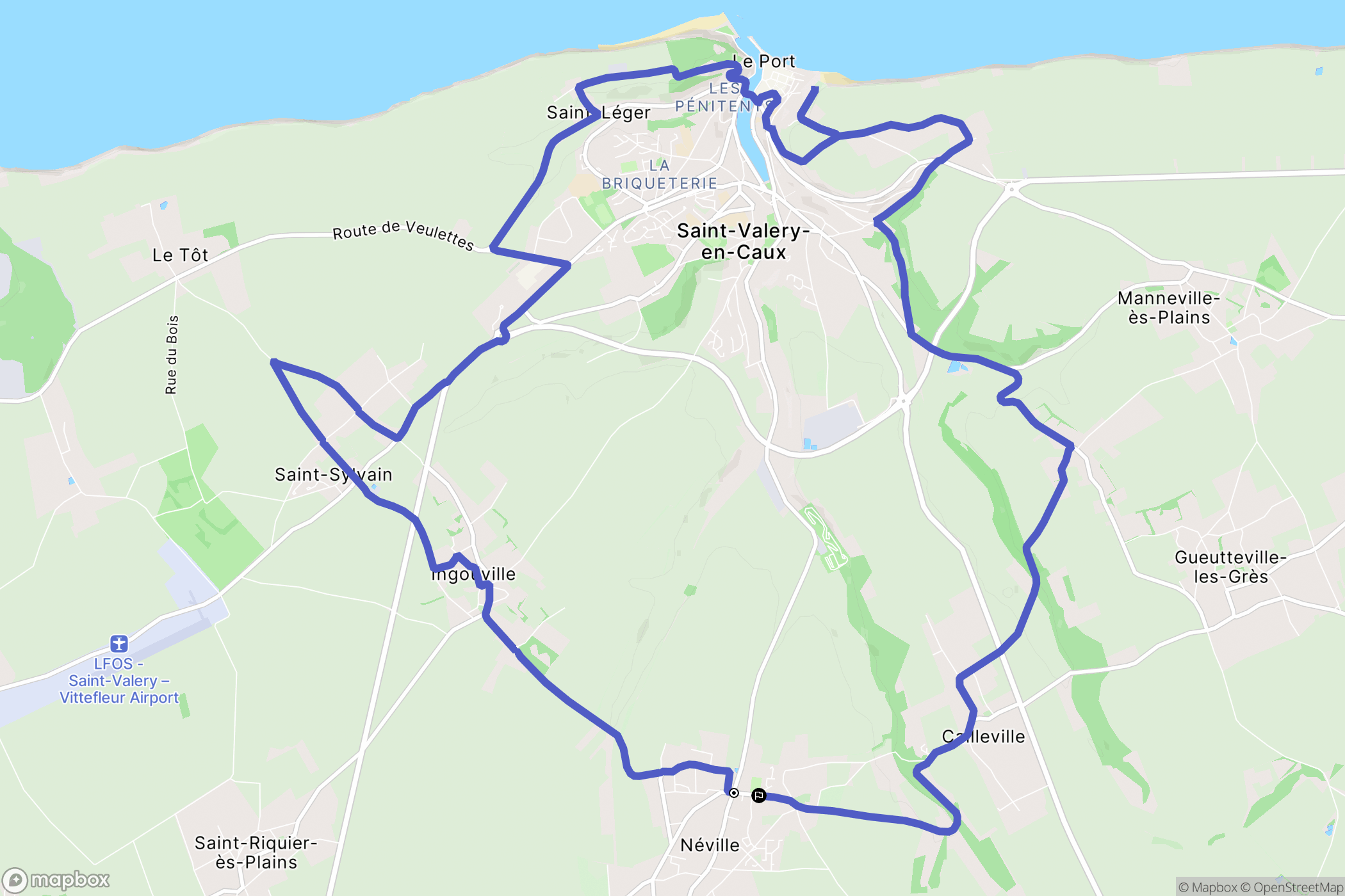 Néville : carte du parcours de randonnée - France