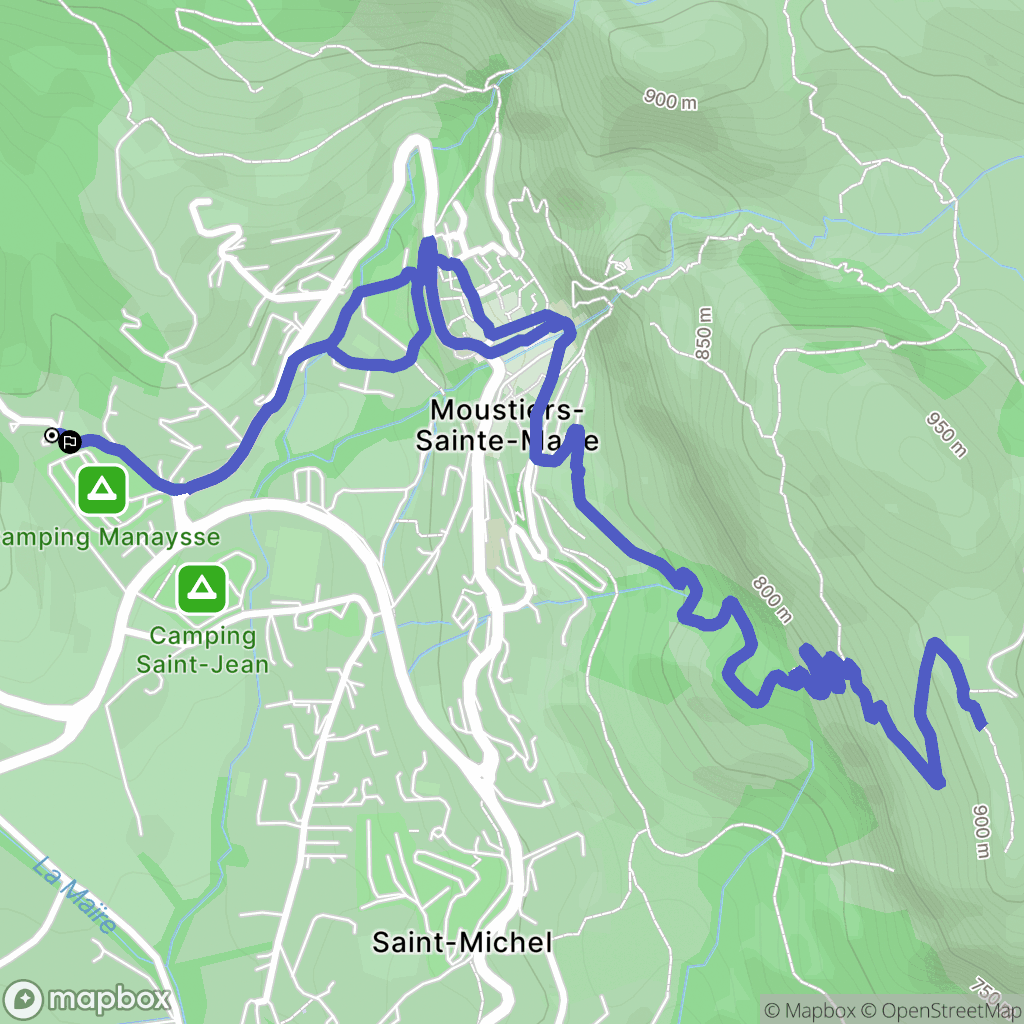 Moustiers-Sainte-Marie : carte du parcours de randonnée - France